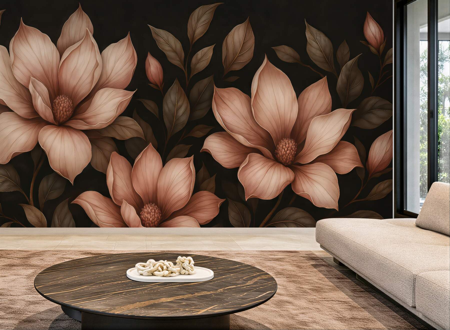 Fototapeta eleganckie magnolie na ciemnym tle