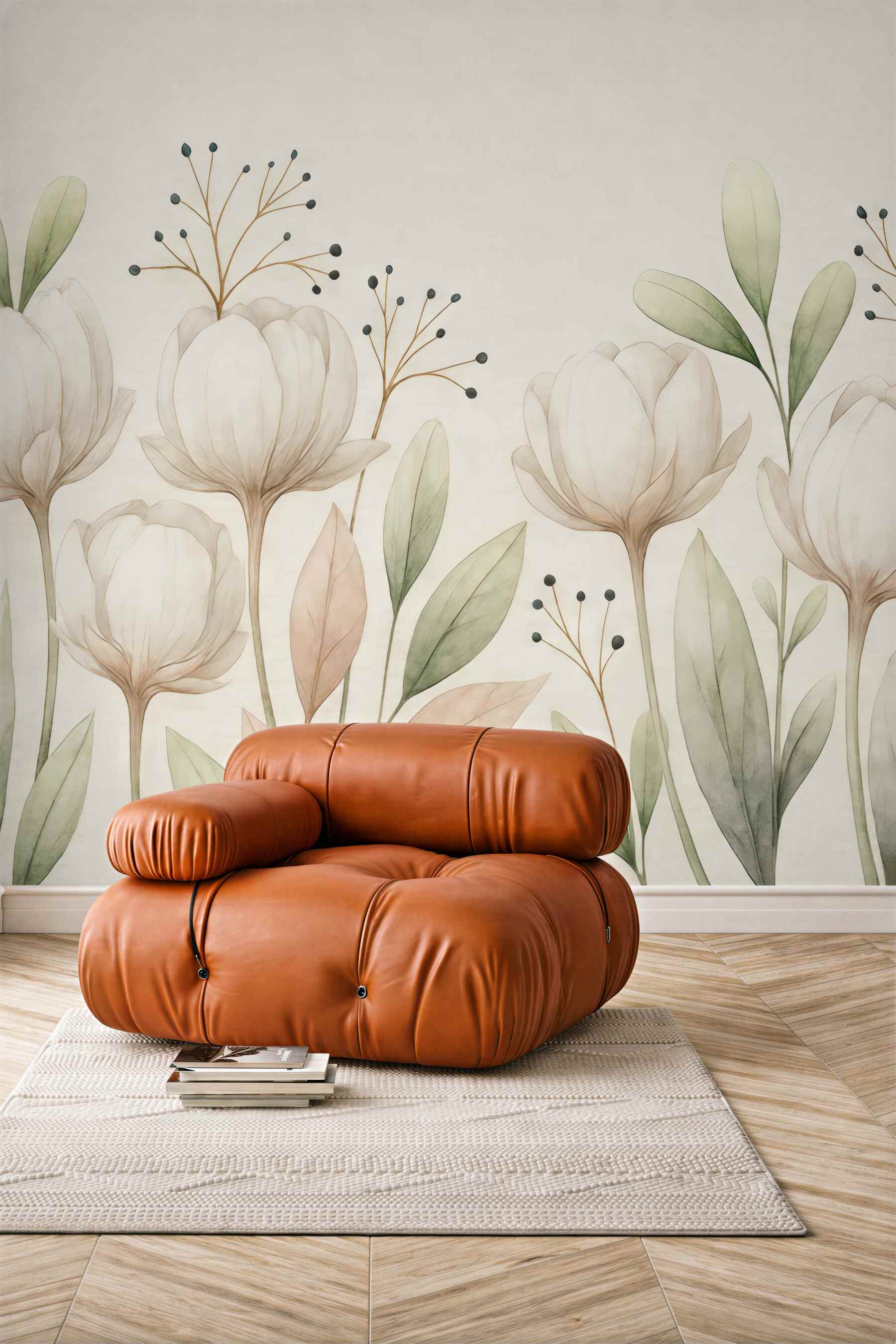 Fototapeta kremowe magnolie w subtelnej akwareli