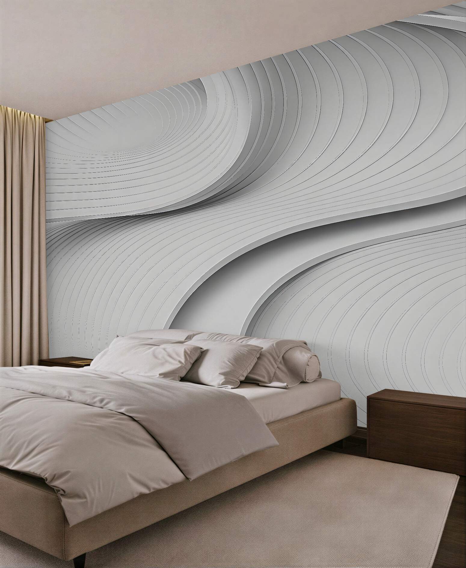 Fototapeta białe abstrakcyjne fale 3d