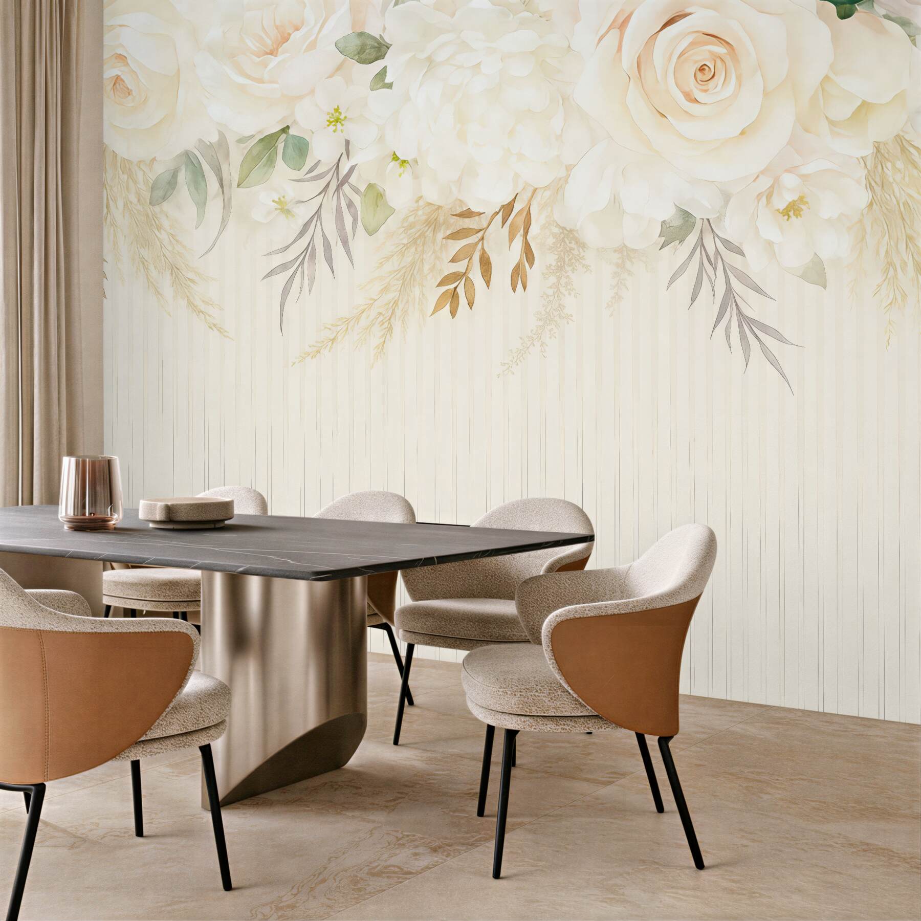Fototapeta kremowe kwiaty w subtelnej elegancji