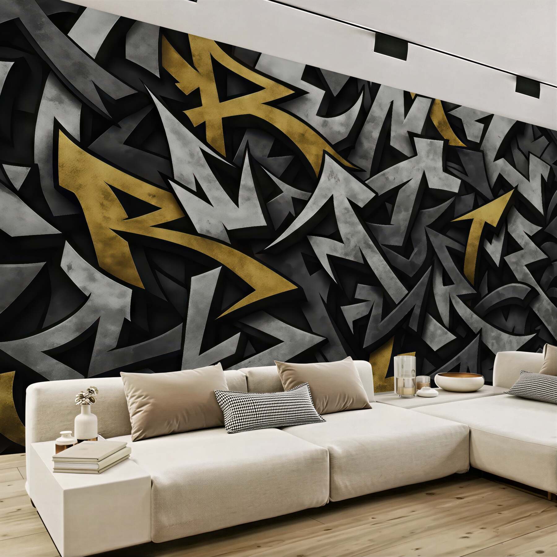 Fototapeta graffiti w złocie i stali
