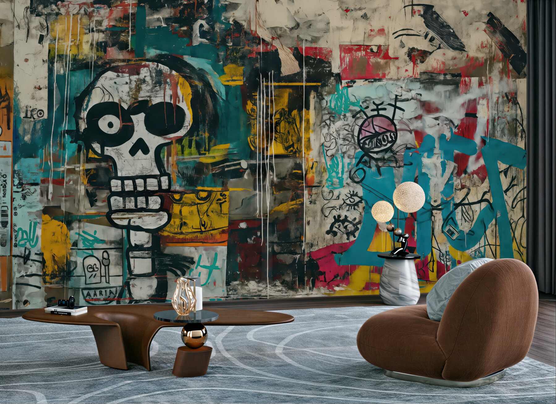 Fototapeta miejski graffiti z czaszką