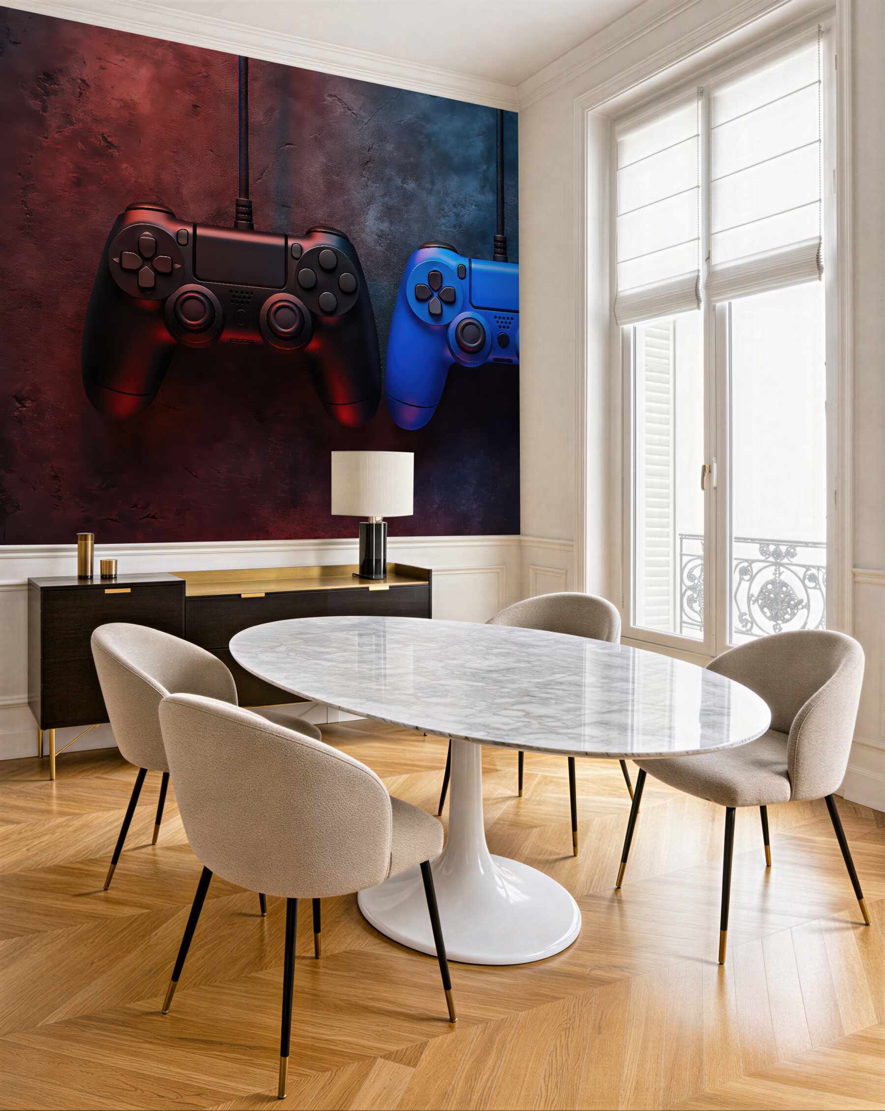 Fototapeta kontrolery gamingowe w neonowym klimacie