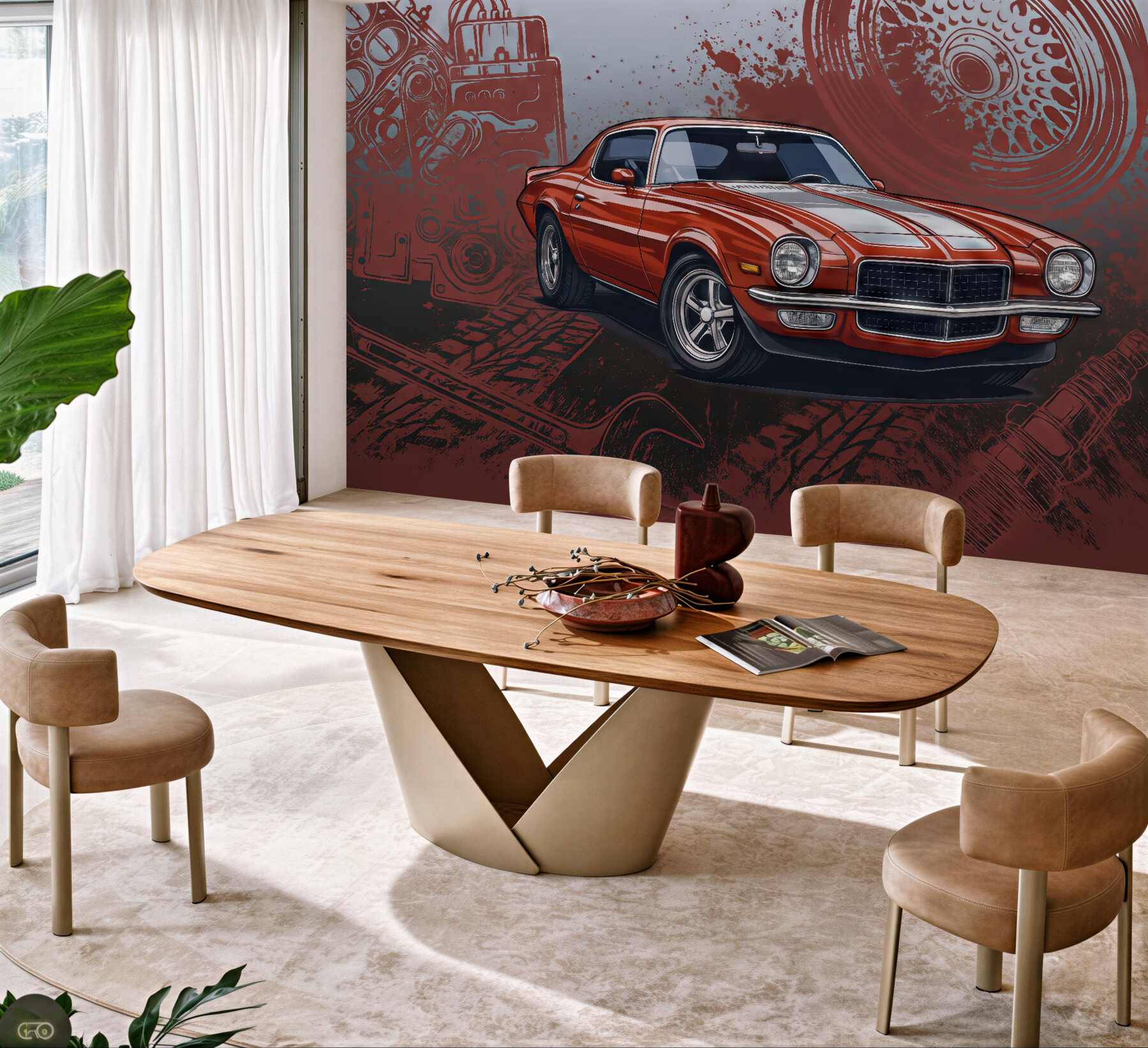 Fototapeta czerwony klasyk motoryzacyjny z pazurem