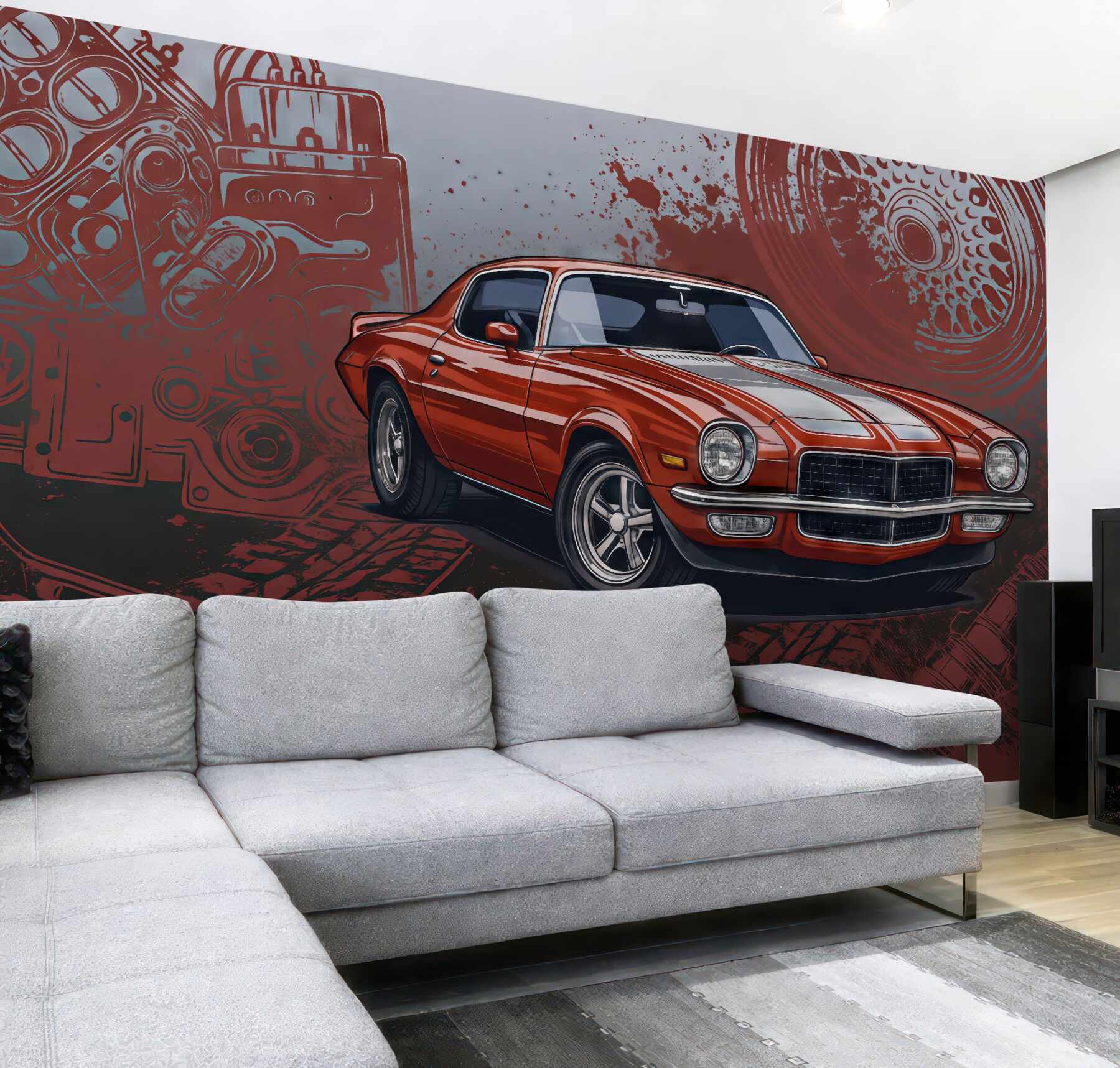 Fototapeta czerwony klasyk motoryzacyjny z pazurem