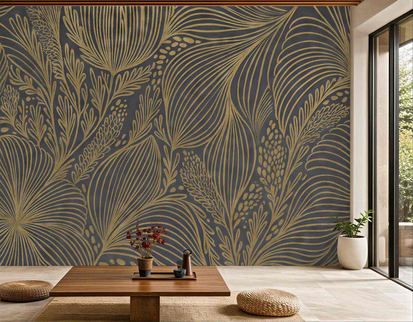 Fototapeta złote liście w art déco