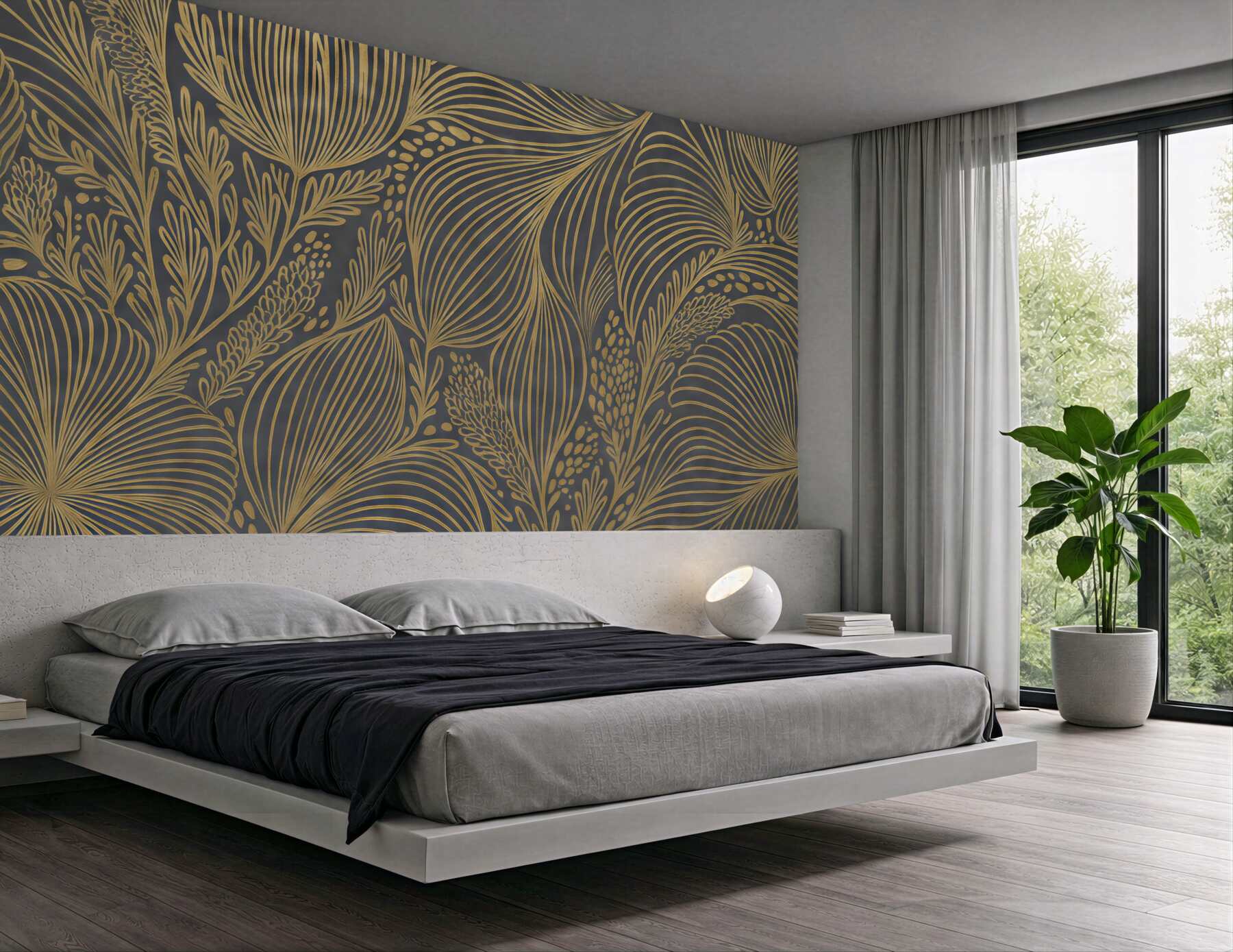 Fototapeta złote liście w art déco