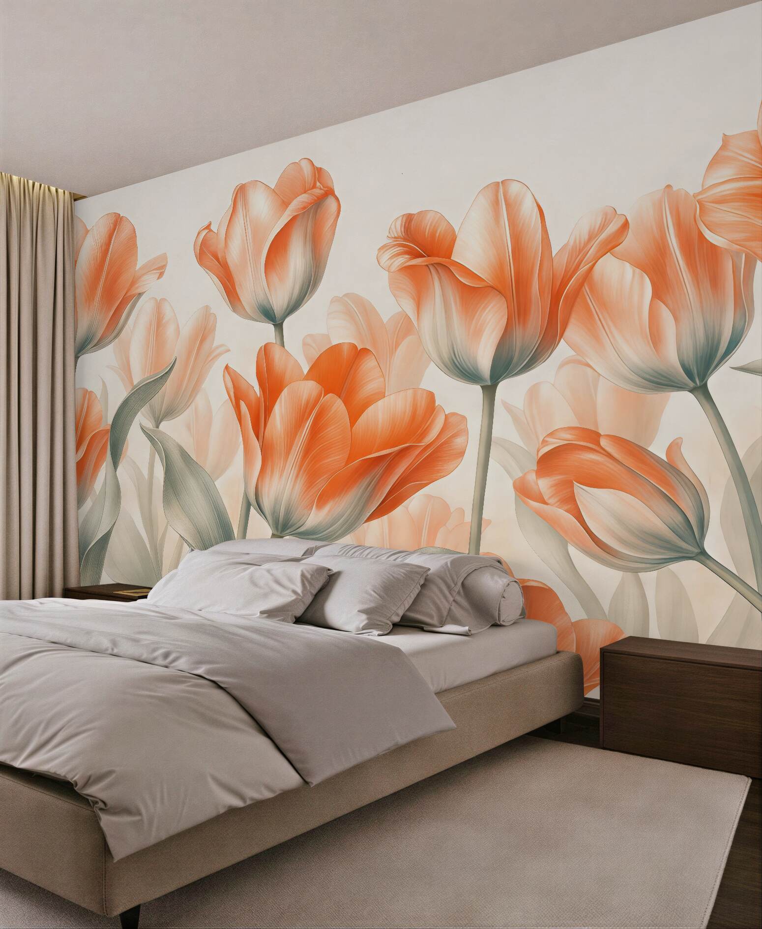 Fototapeta koralowe tulipany w pastelowym blasku