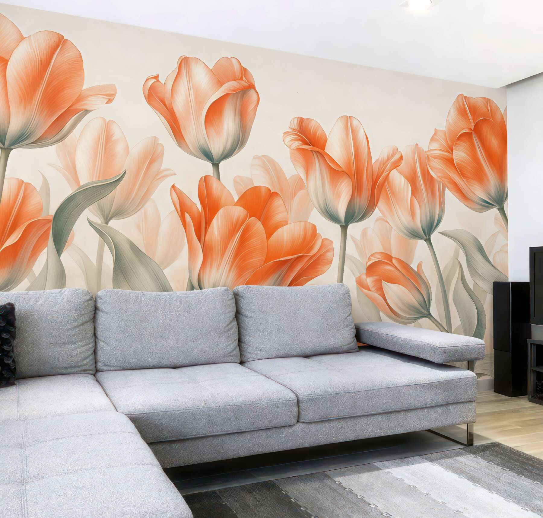 Fototapeta koralowe tulipany w pastelowym blasku