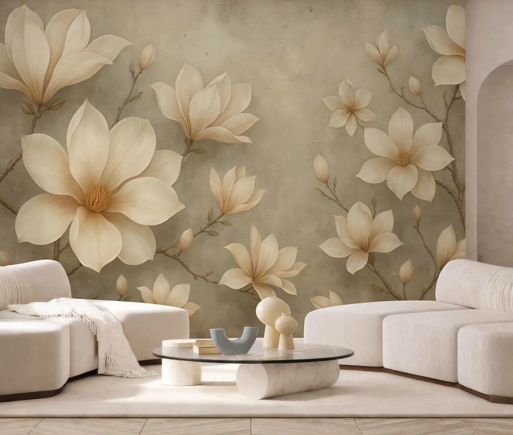 Fototapeta kremowe magnolie w subtelnej elegancji