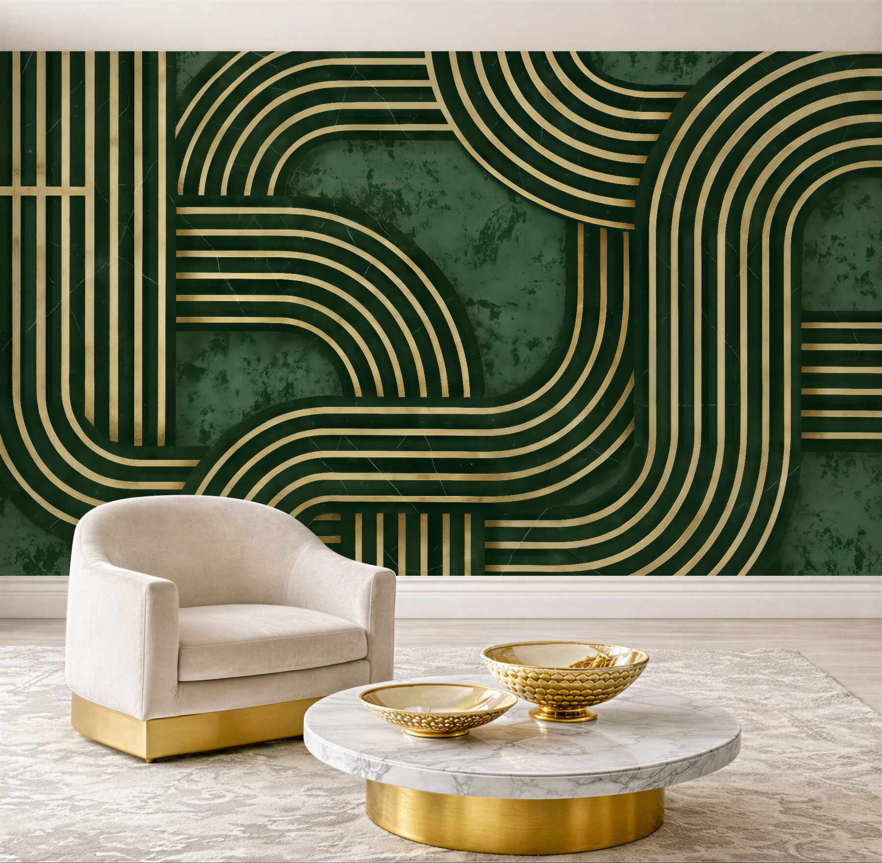 Fototapeta szmaragdowe linie art deco