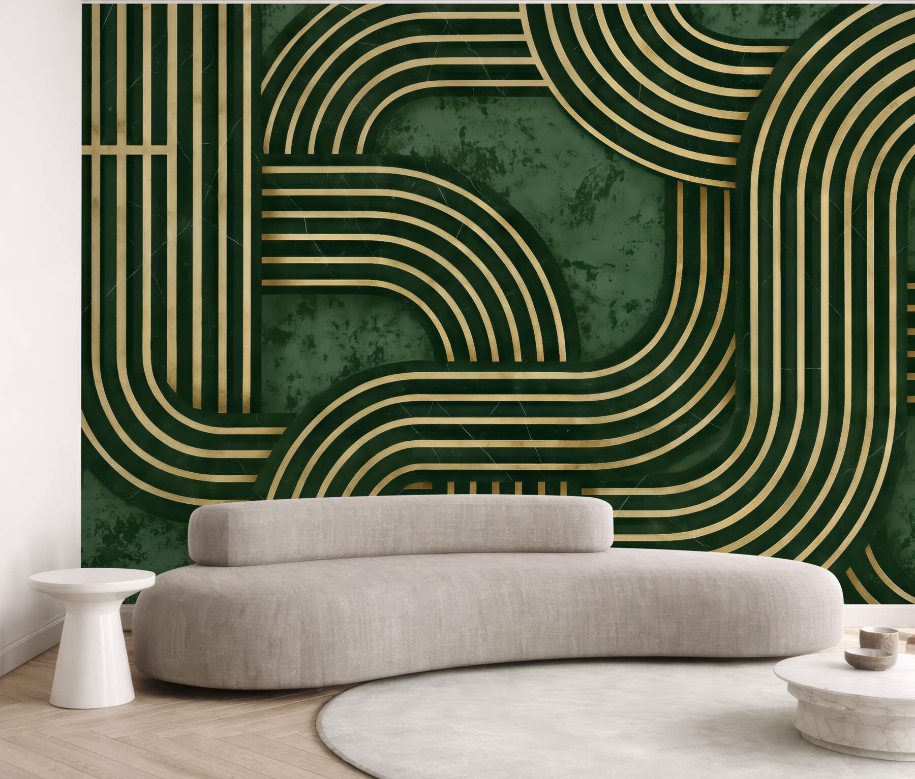 Fototapeta szmaragdowe linie art deco