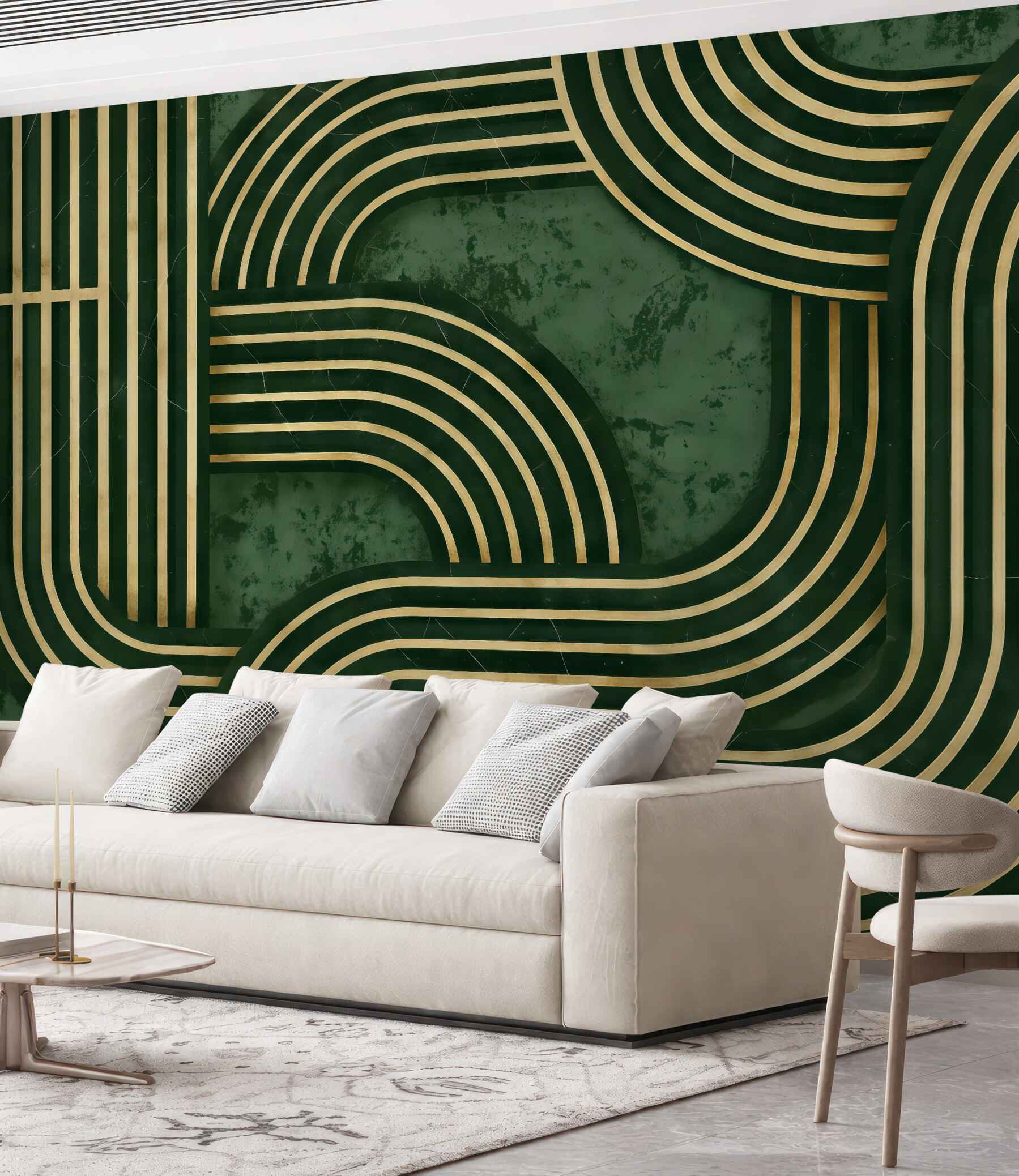Fototapeta szmaragdowe linie art deco
