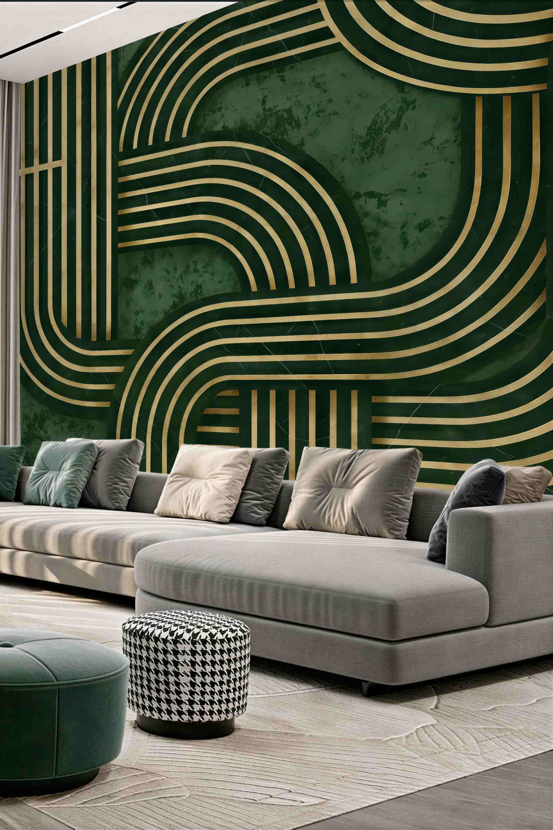 Fototapeta szmaragdowe linie art deco