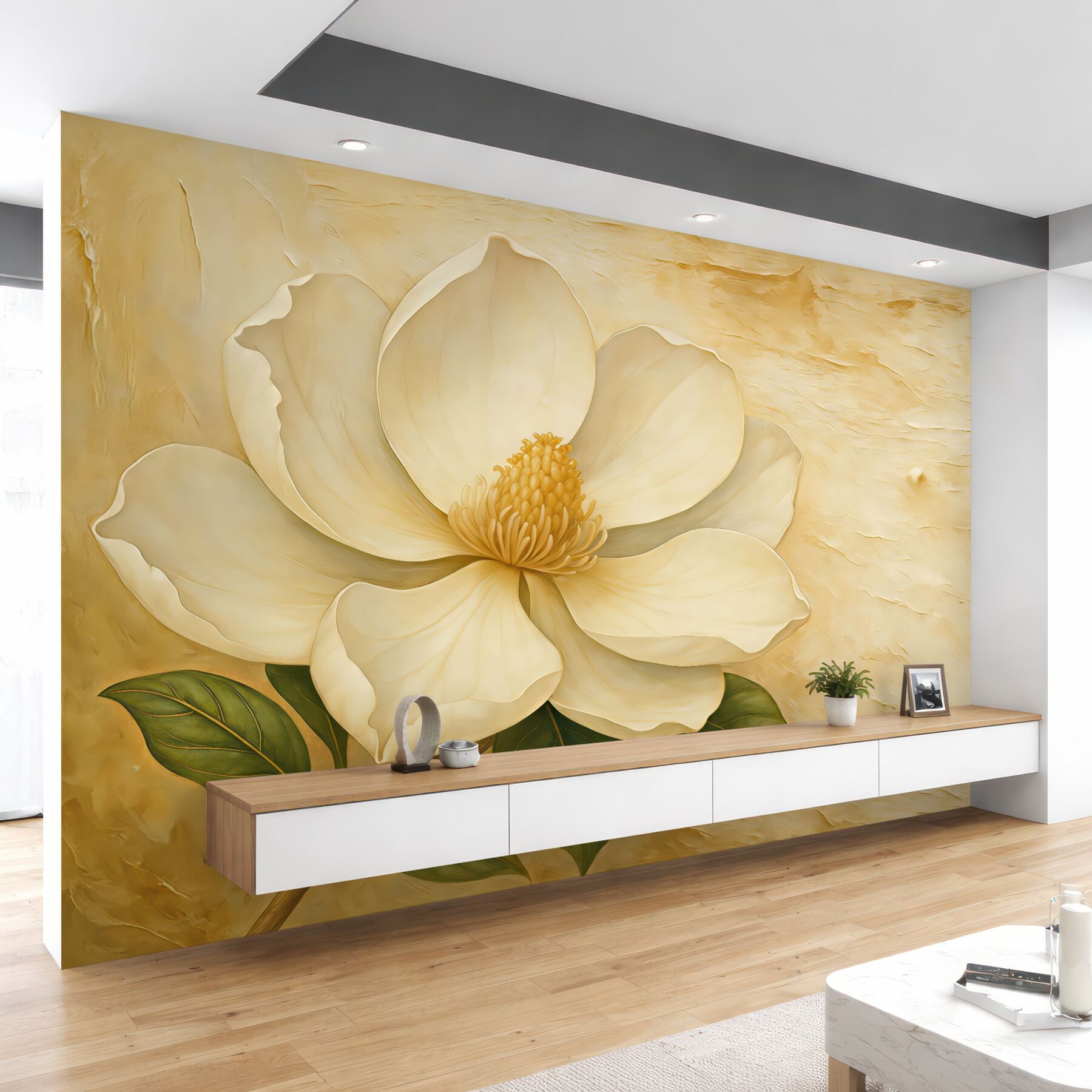 Fototapeta kremowa magnolia w eleganckim stylu