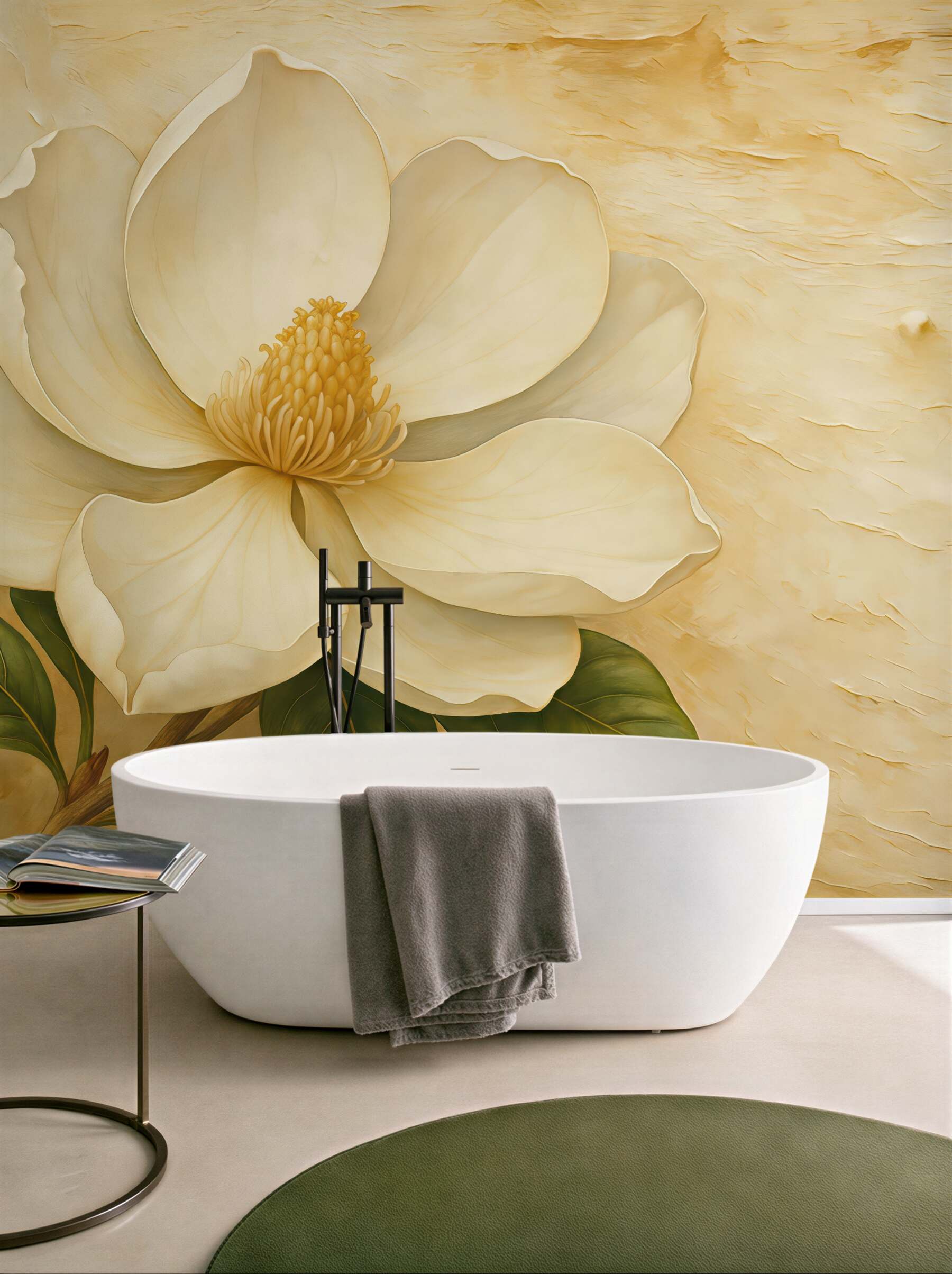 Fototapeta kremowa magnolia w eleganckim stylu