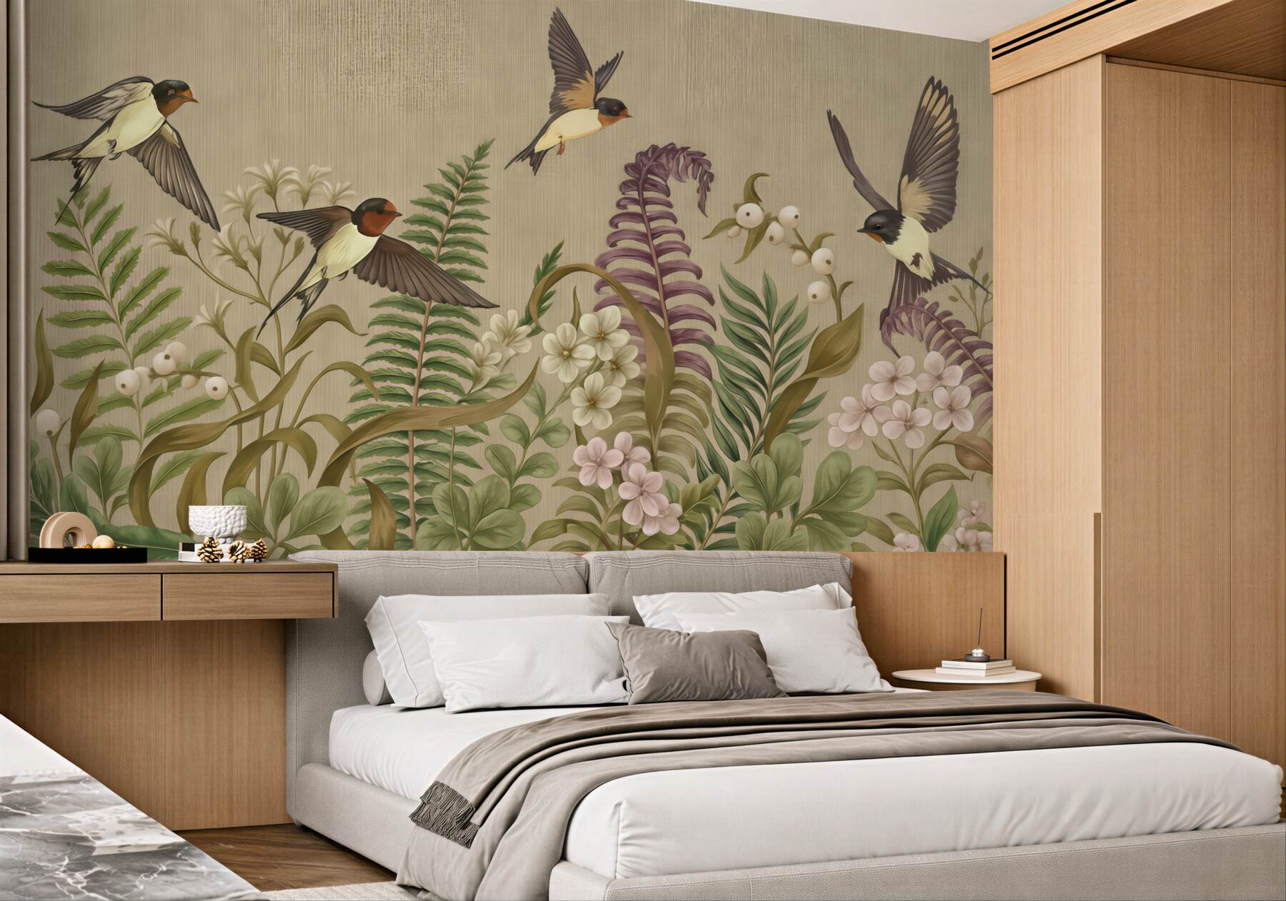 Fototapeta jaskółki w botanicznym ogrodzie