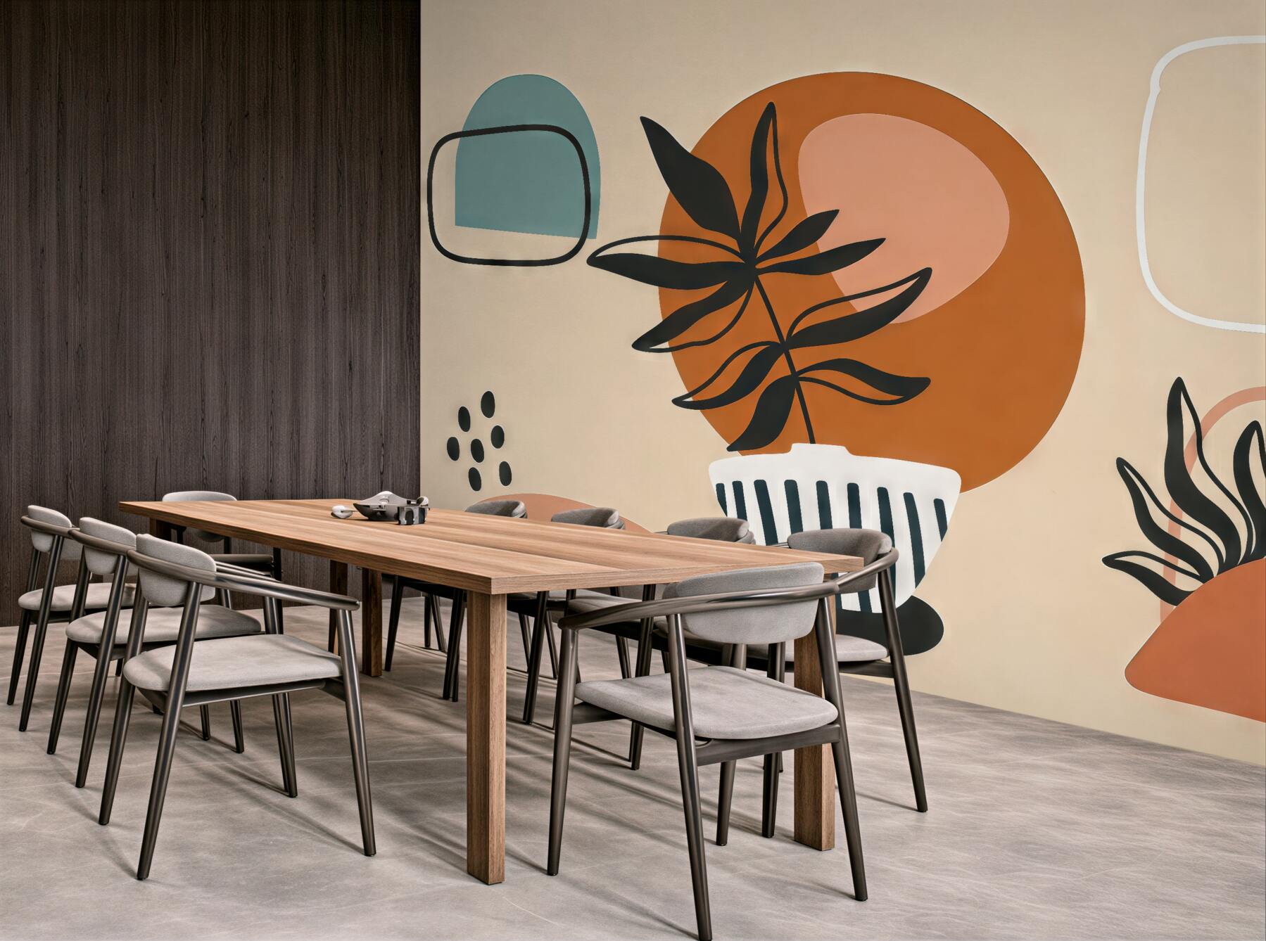 Fototapeta abstrakcyjne liście w stylu boho
