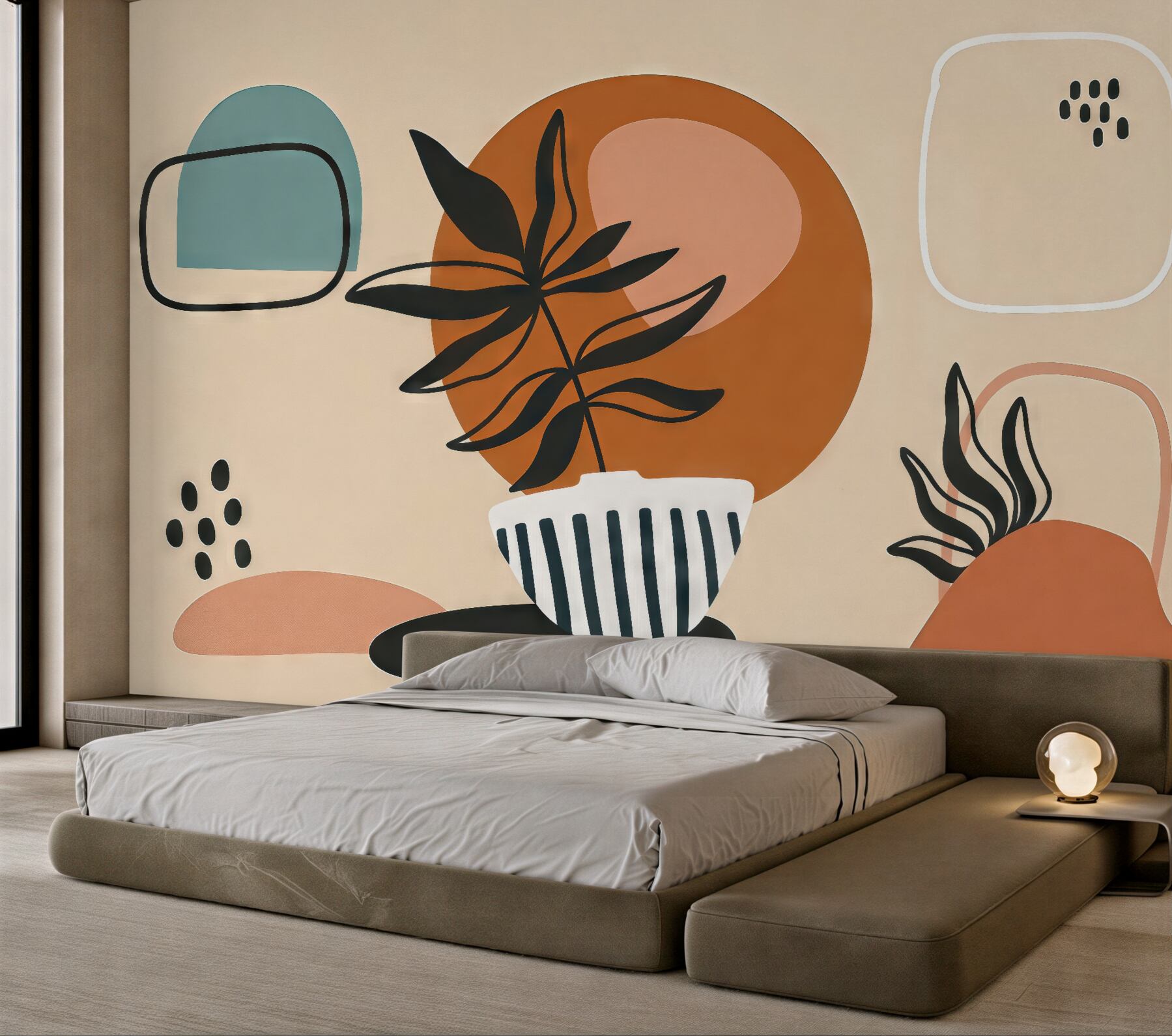 Fototapeta abstrakcyjne liście w stylu boho