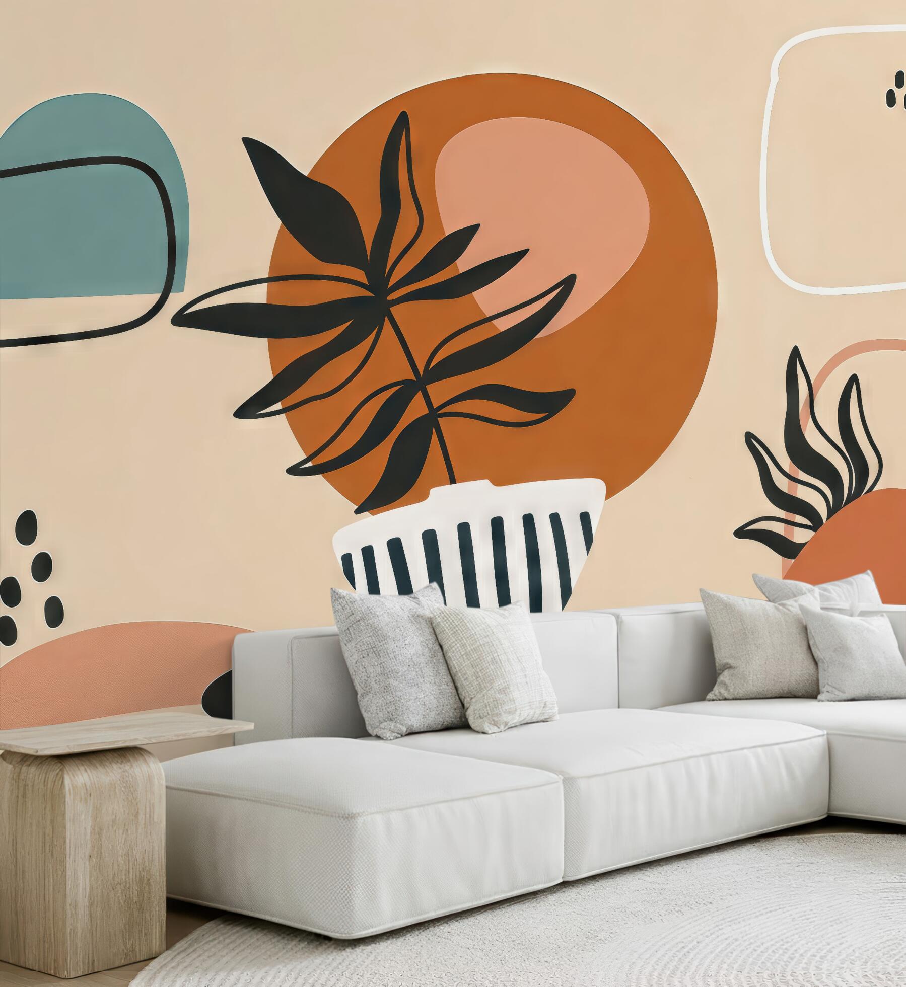 Fototapeta abstrakcyjne liście w stylu boho