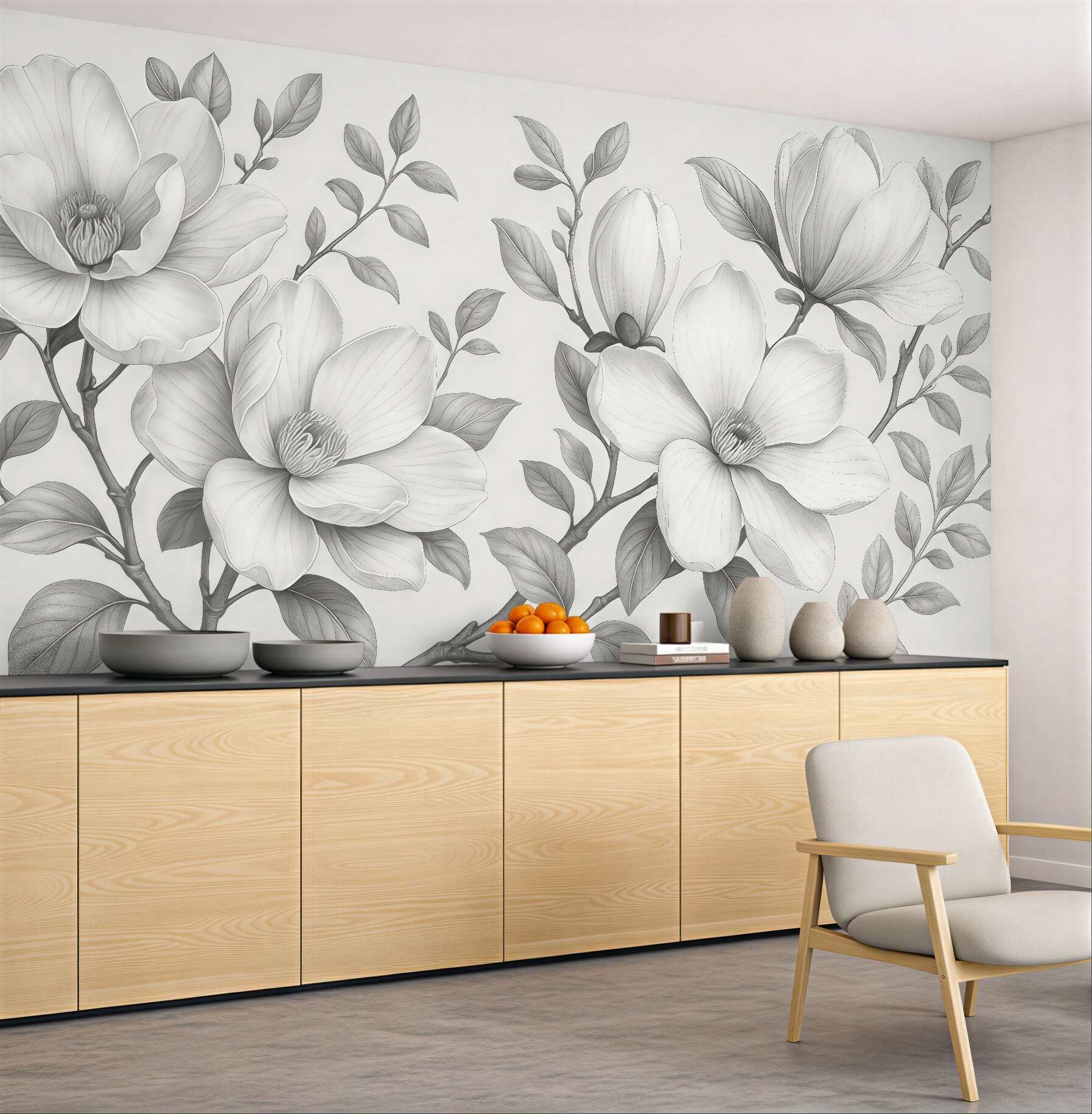 Fototapeta subtelne magnolie w szarościach
