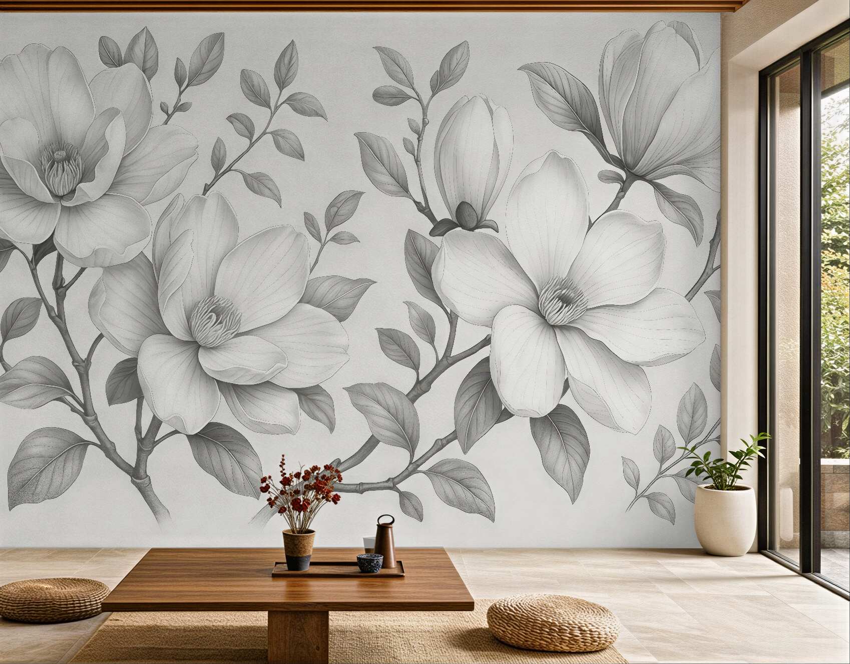 Fototapeta subtelne magnolie w szarościach