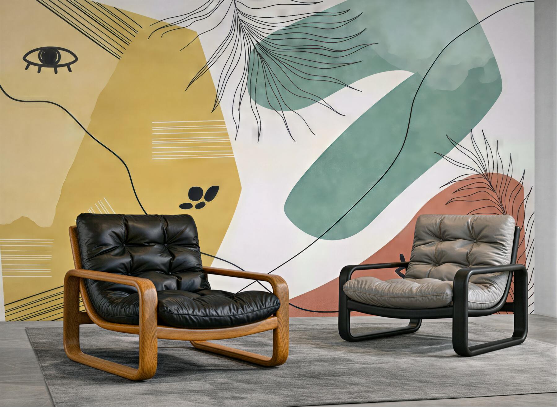 Fototapeta abstrakcyjne twarze w kolorach boho