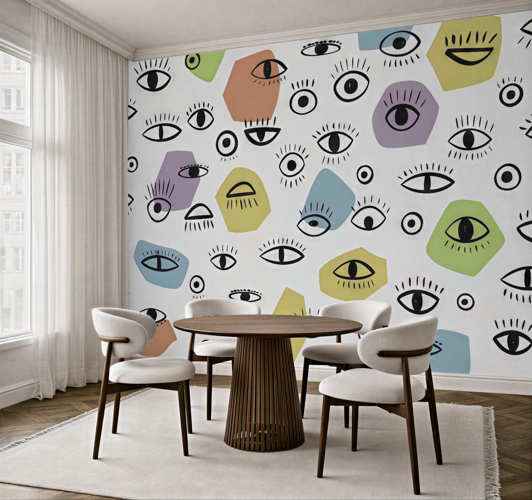 Fototapeta abstrakcyjne oczy w pastelowych kształtach