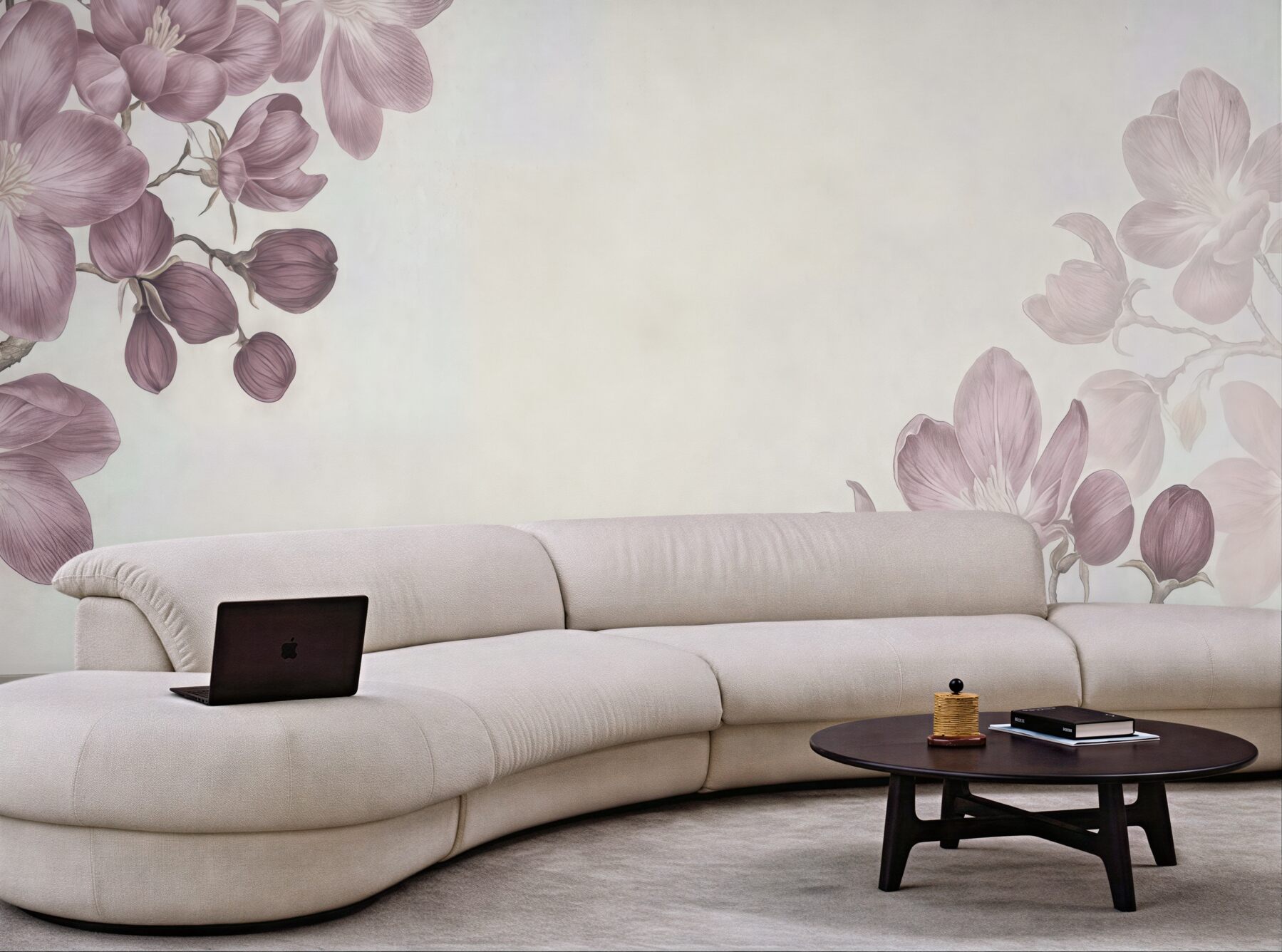 Fototapeta pudrowe magnolie na jasnym tle