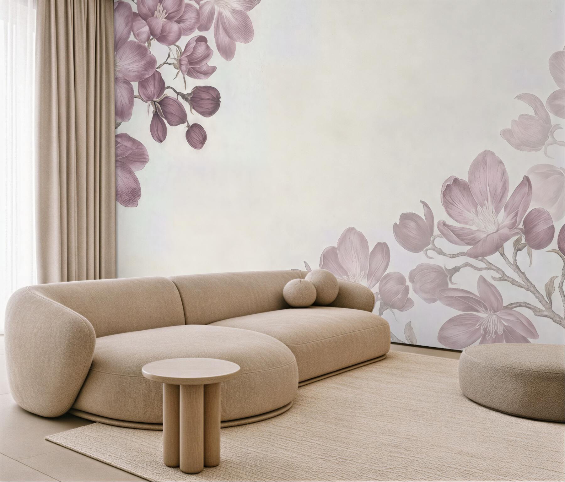 Fototapeta pudrowe magnolie na jasnym tle