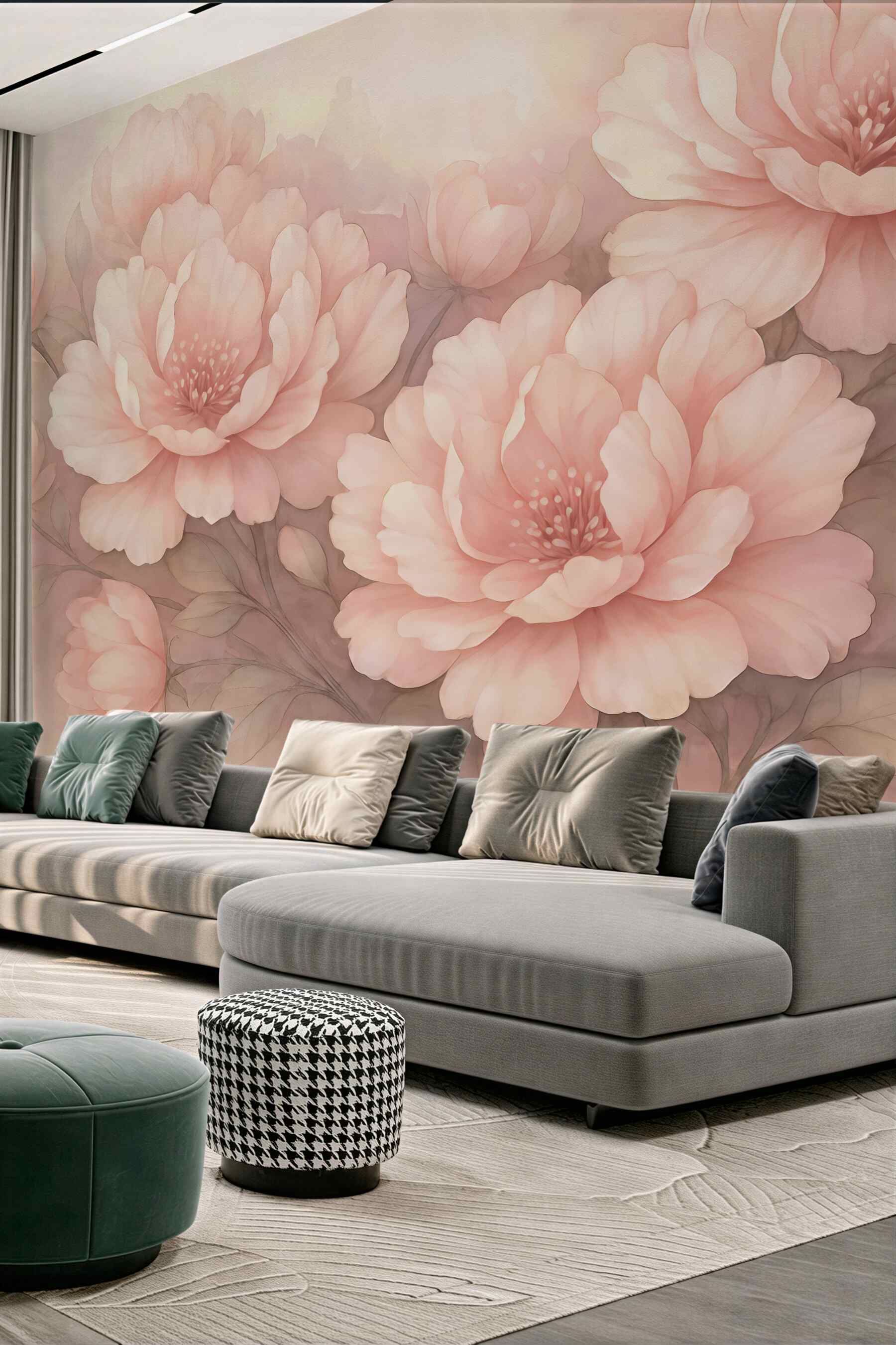 Fototapeta pudrowe peonie w romantycznej mgiełce