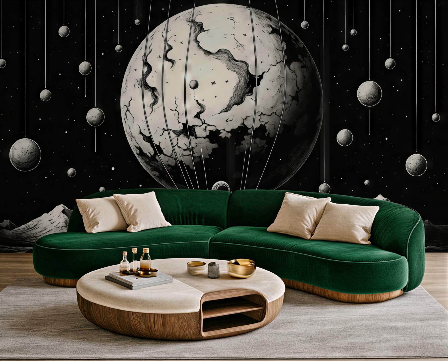 Fototapeta surrealistyczny kosmos z astronautą i planetą