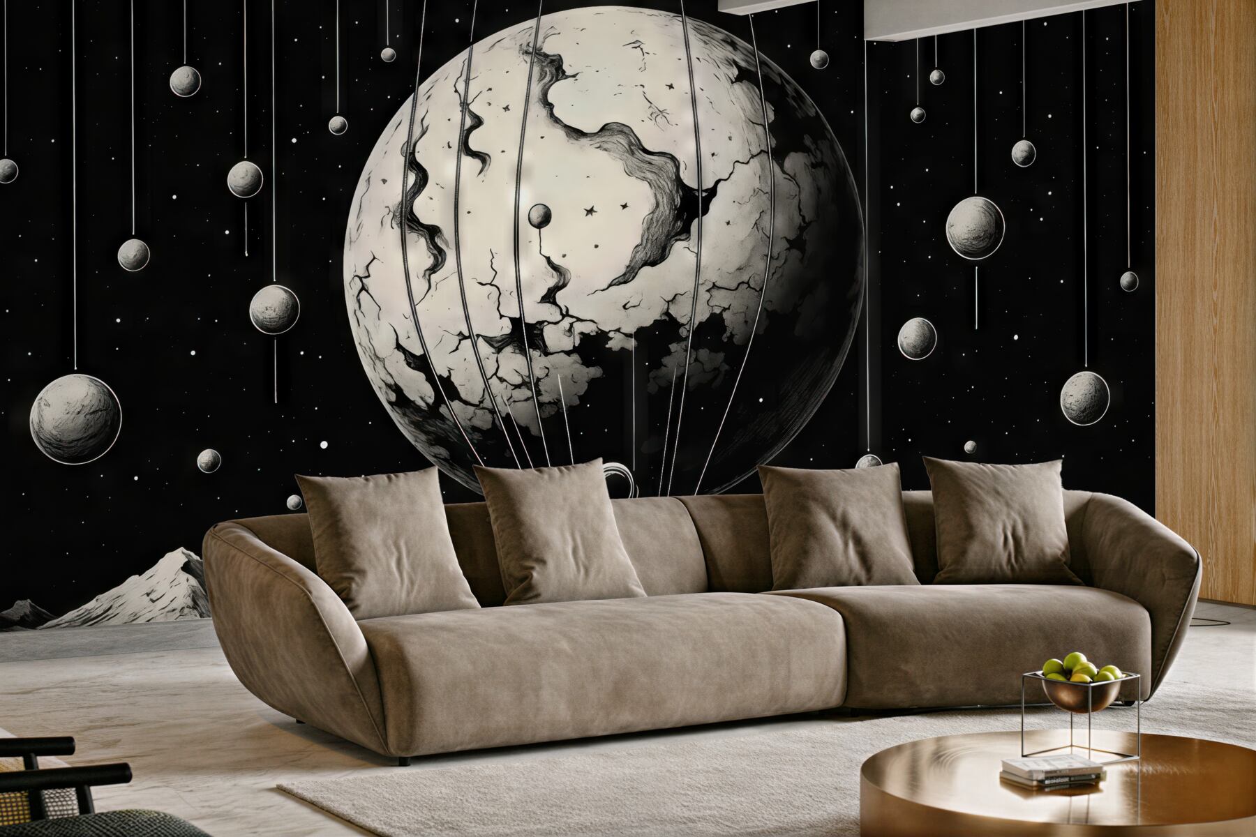 Fototapeta surrealistyczny kosmos z astronautą i planetą