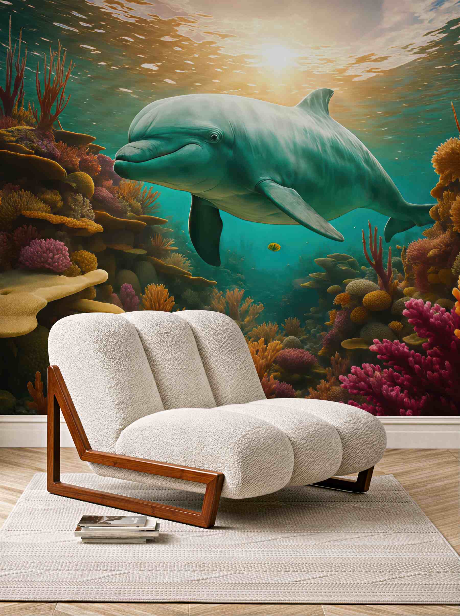 Fototapeta delfin wśród barwnych raf