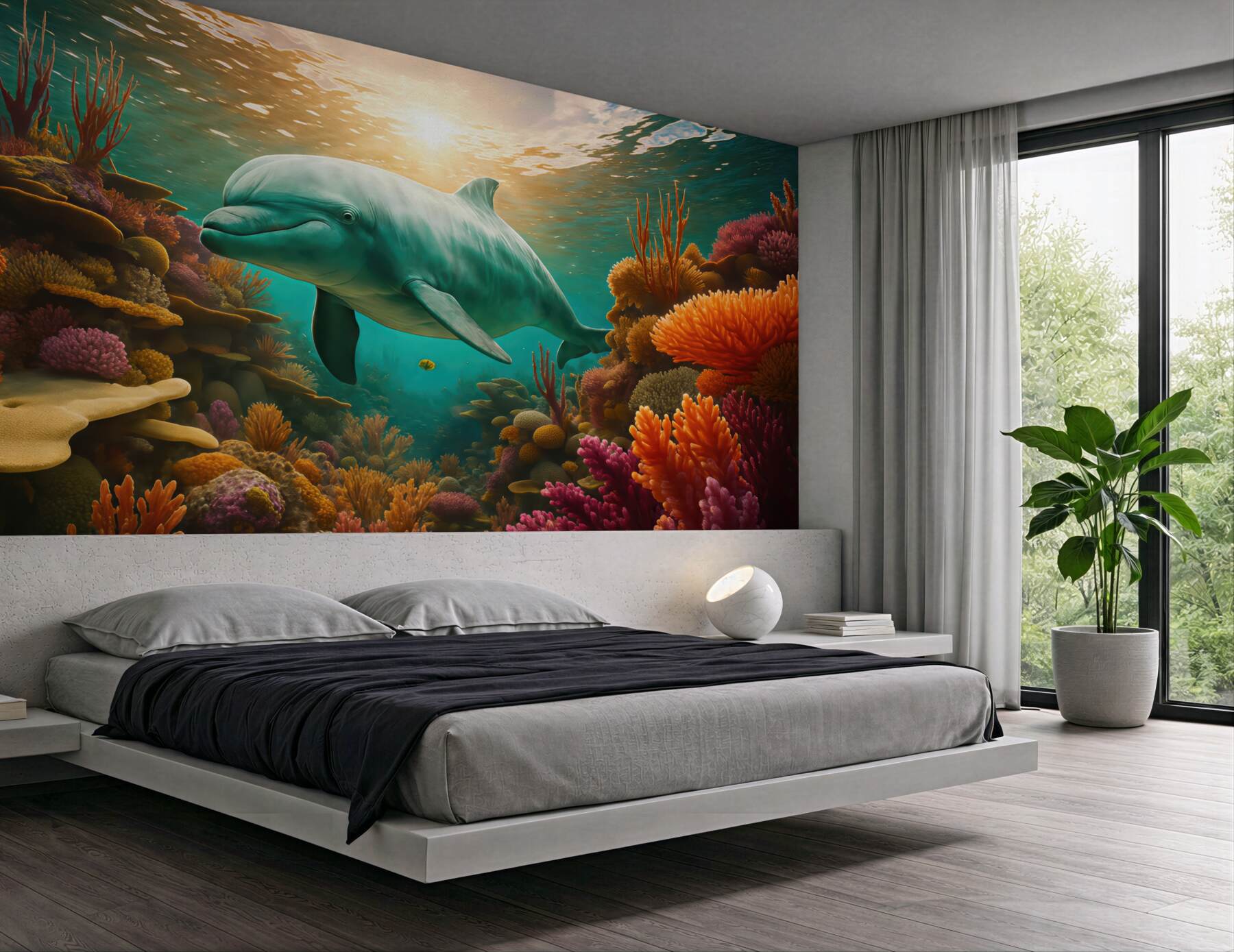 Fototapeta delfin wśród barwnych raf