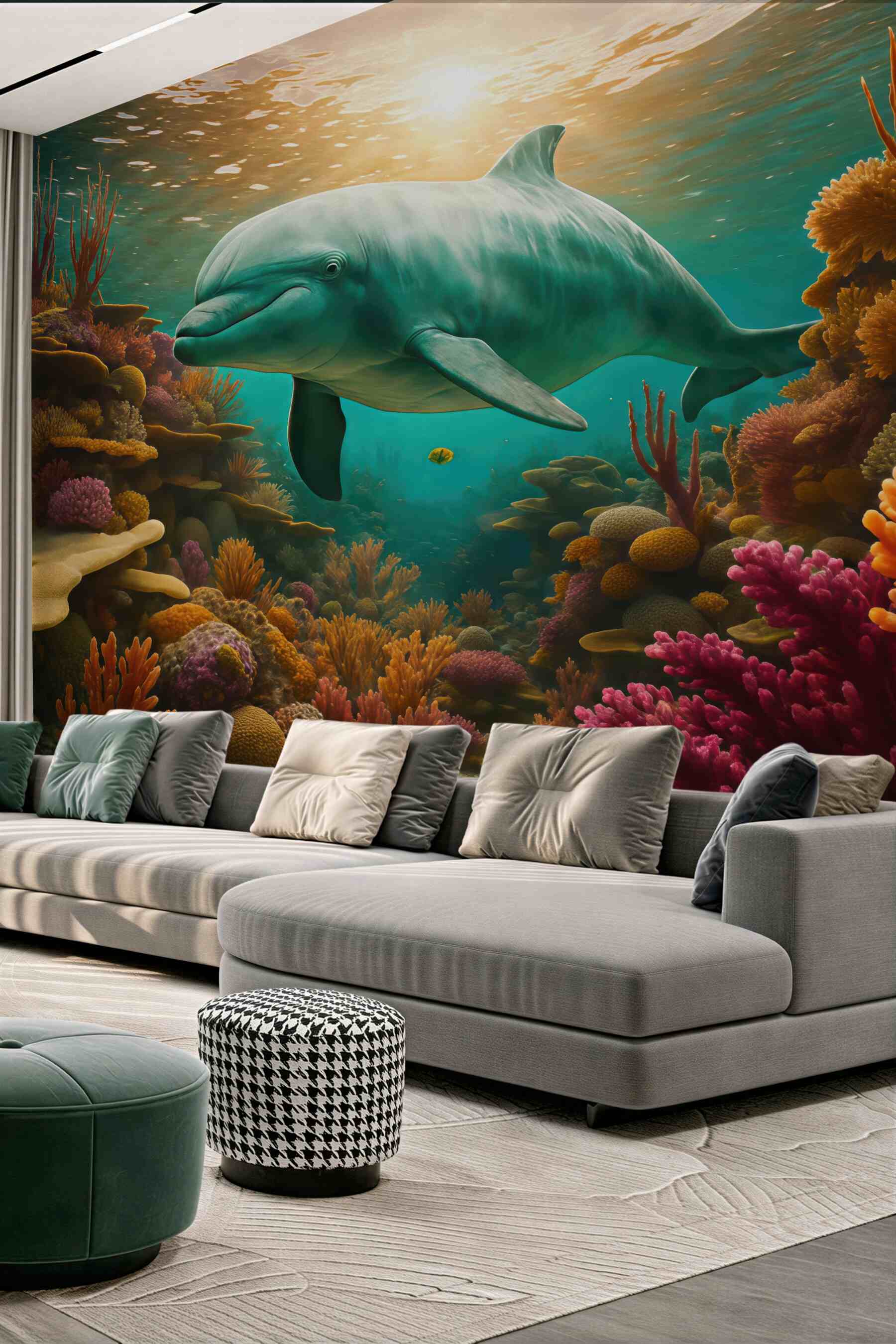 Fototapeta delfin wśród barwnych raf
