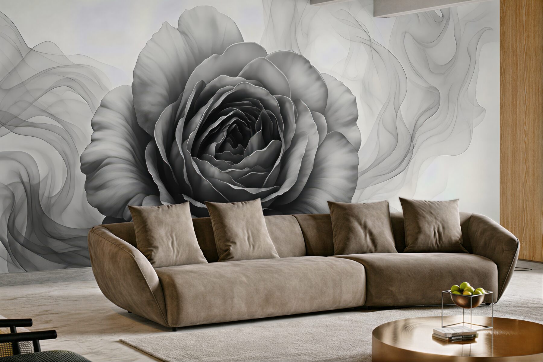 Fototapeta grafitowa róża w mglistym stylu