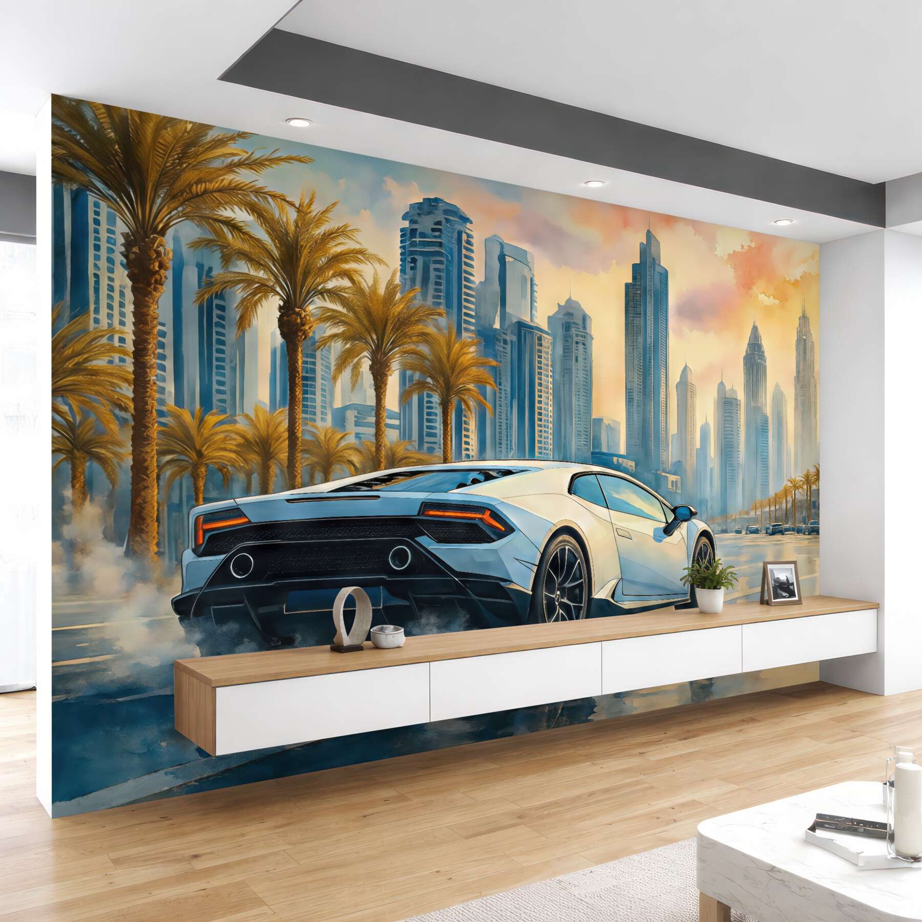 Fototapeta luksusowe auto w miejskiej oazie