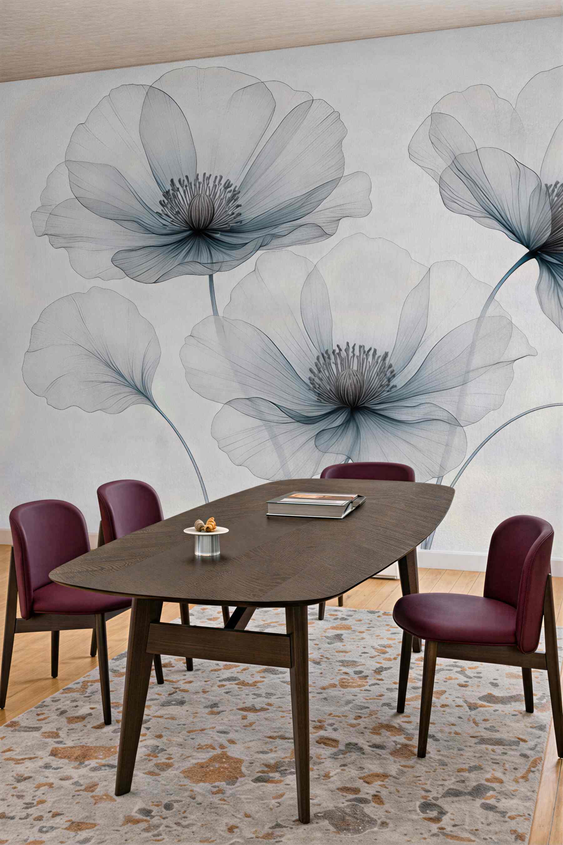 Fototapeta eteryczne maki w minimalistycznym stylu