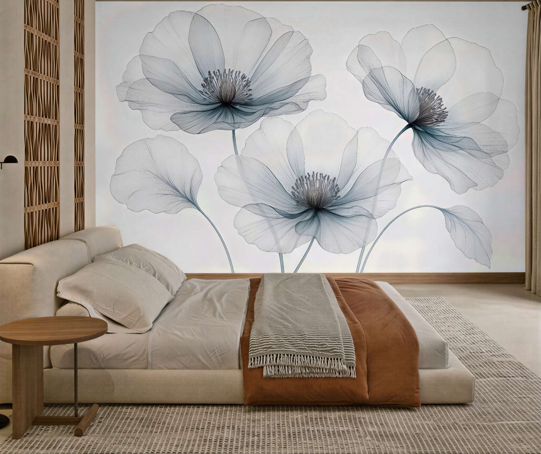 Fototapeta eteryczne maki w minimalistycznym stylu