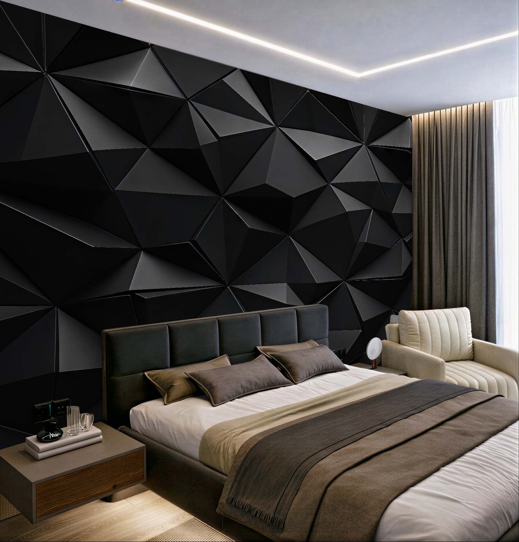 Fototapeta czarne geometryczne bryły w nowoczesnym stylu