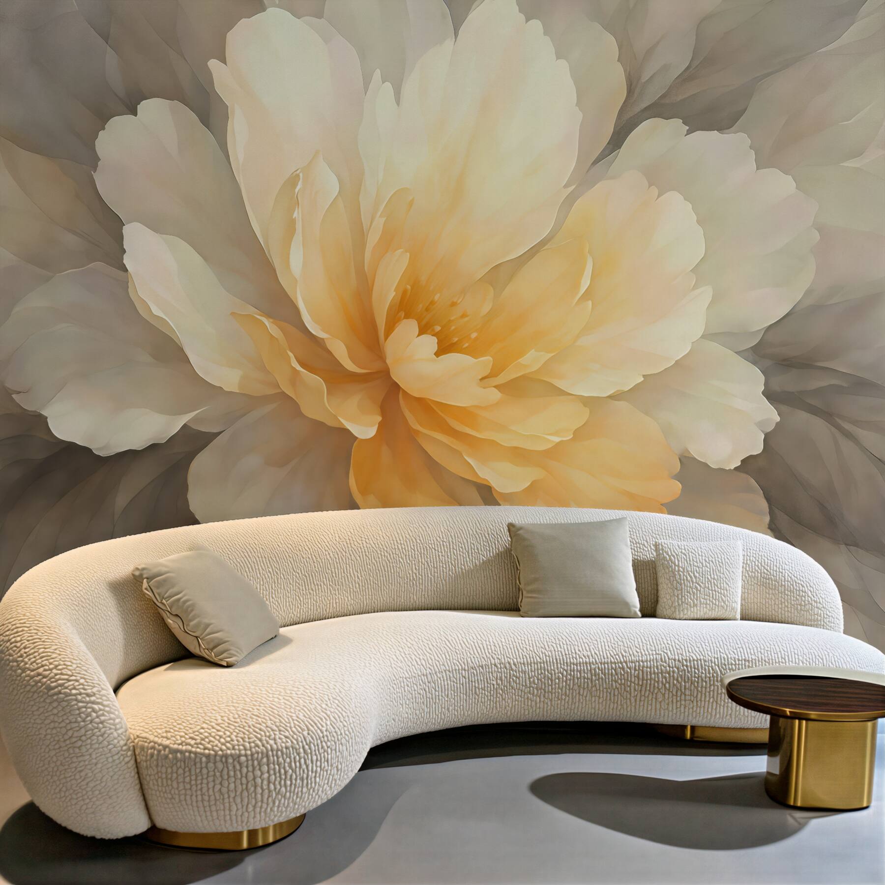 Fototapeta rozświetlony kwiat w beżowej abstrakcji