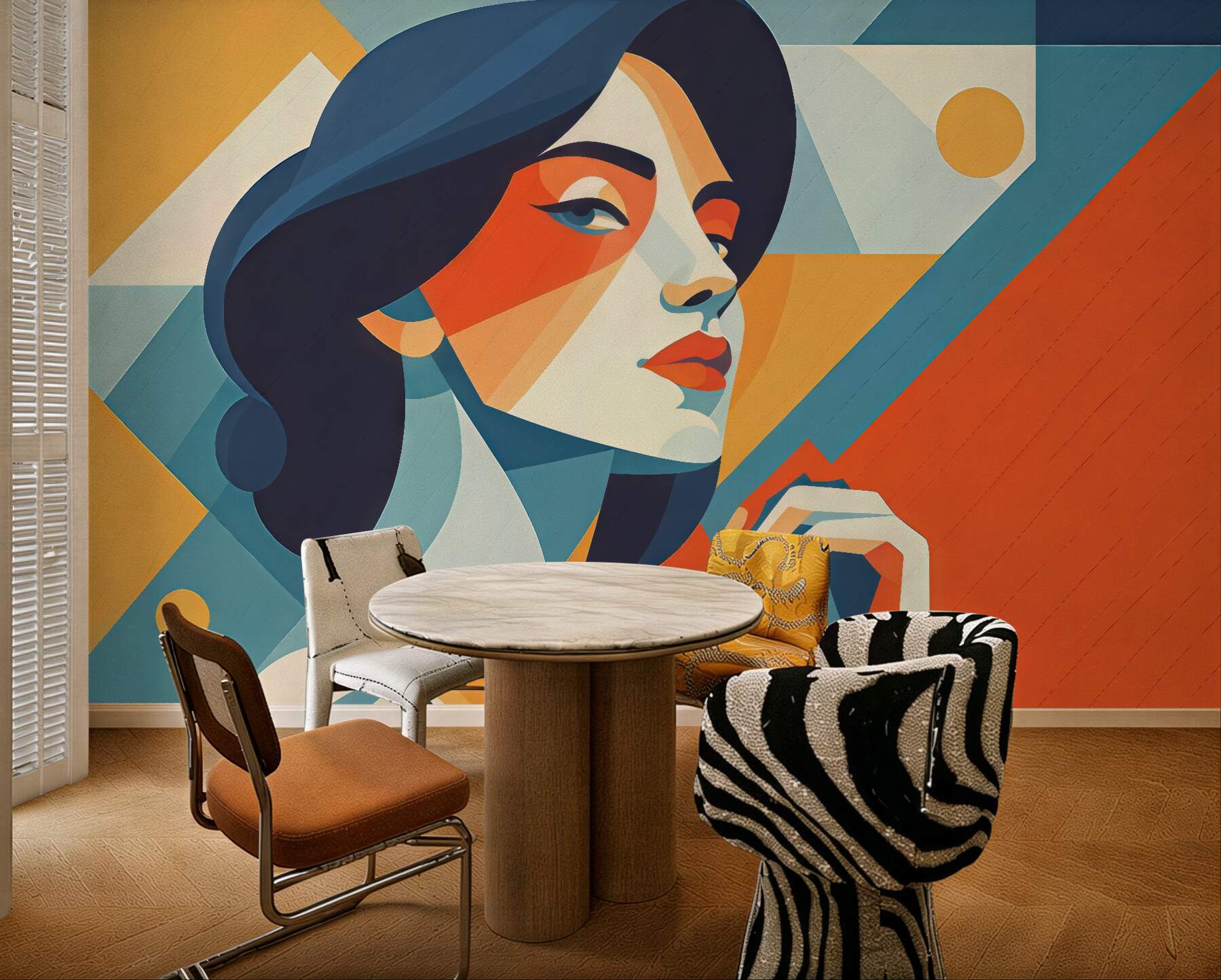 Fototapeta geometryczny portret kobiety w stylu art deco