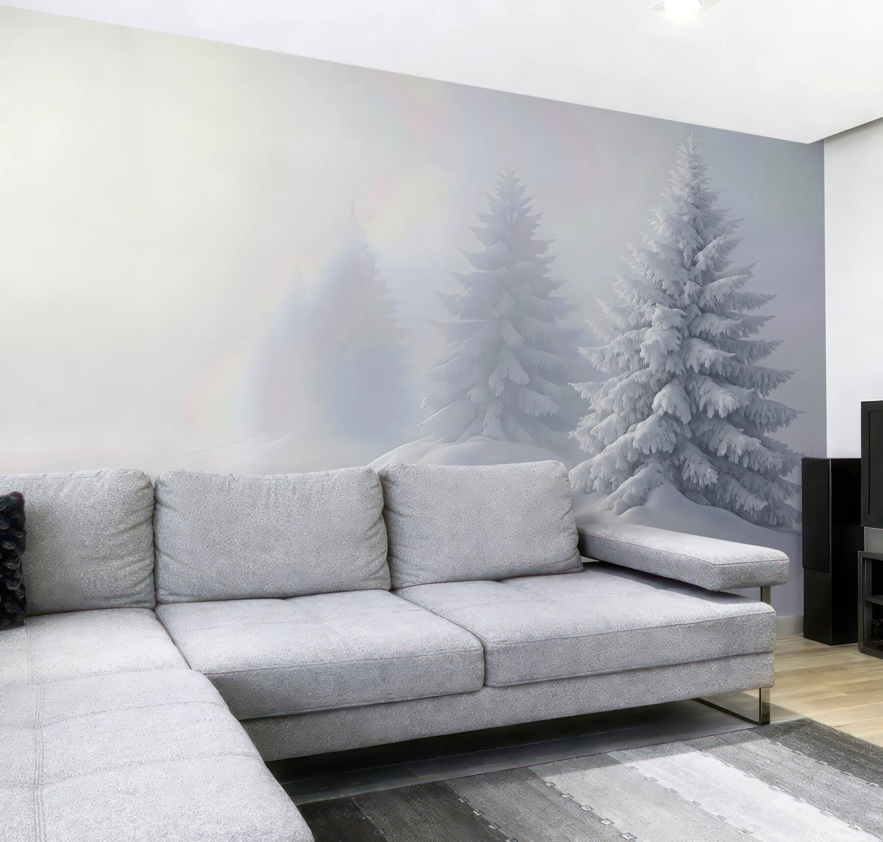 Fototapeta śnieżne drzewa w zimowej mgle