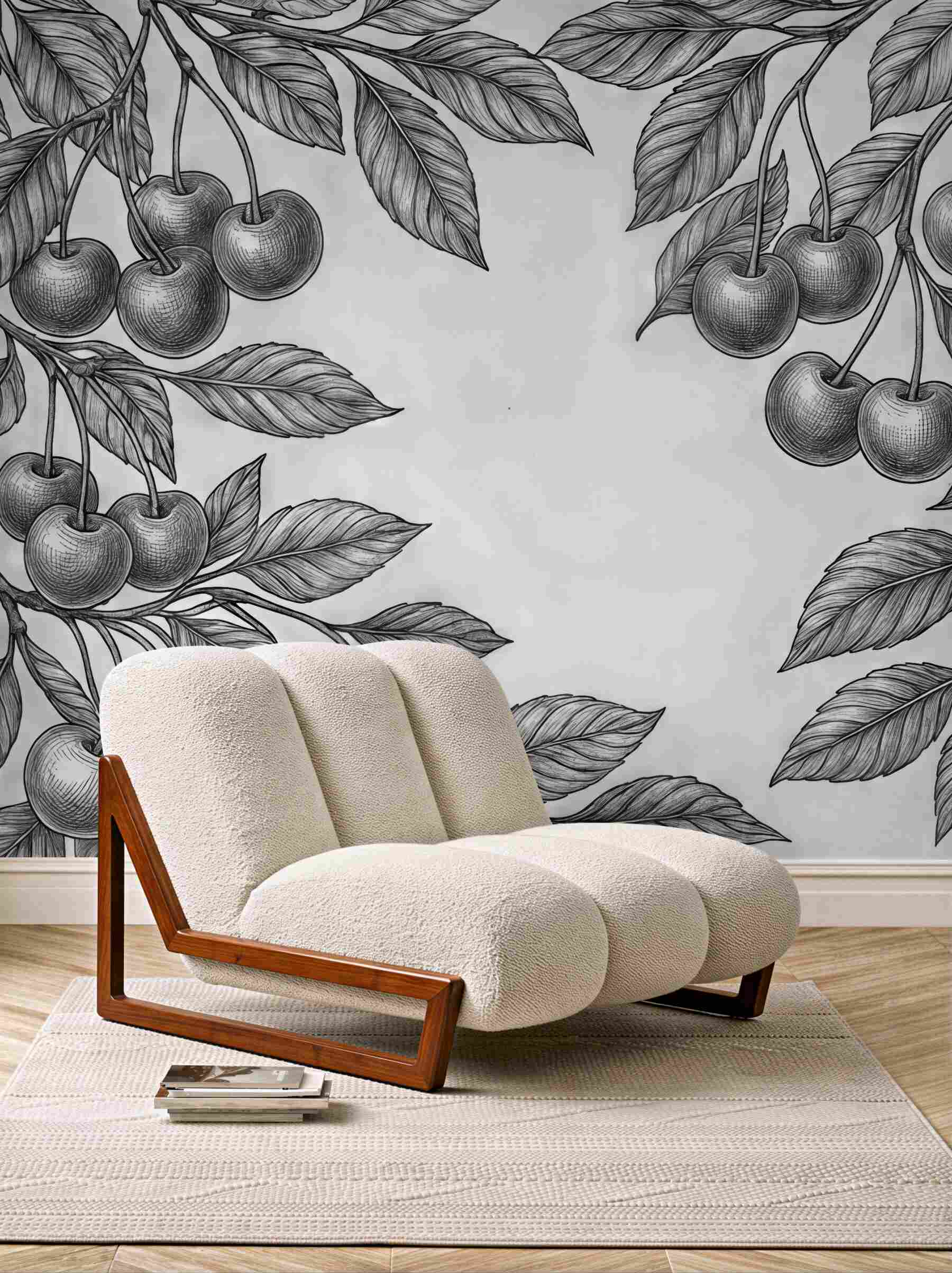 Fototapeta grafitowe wiśnie w botanicznym szkicu