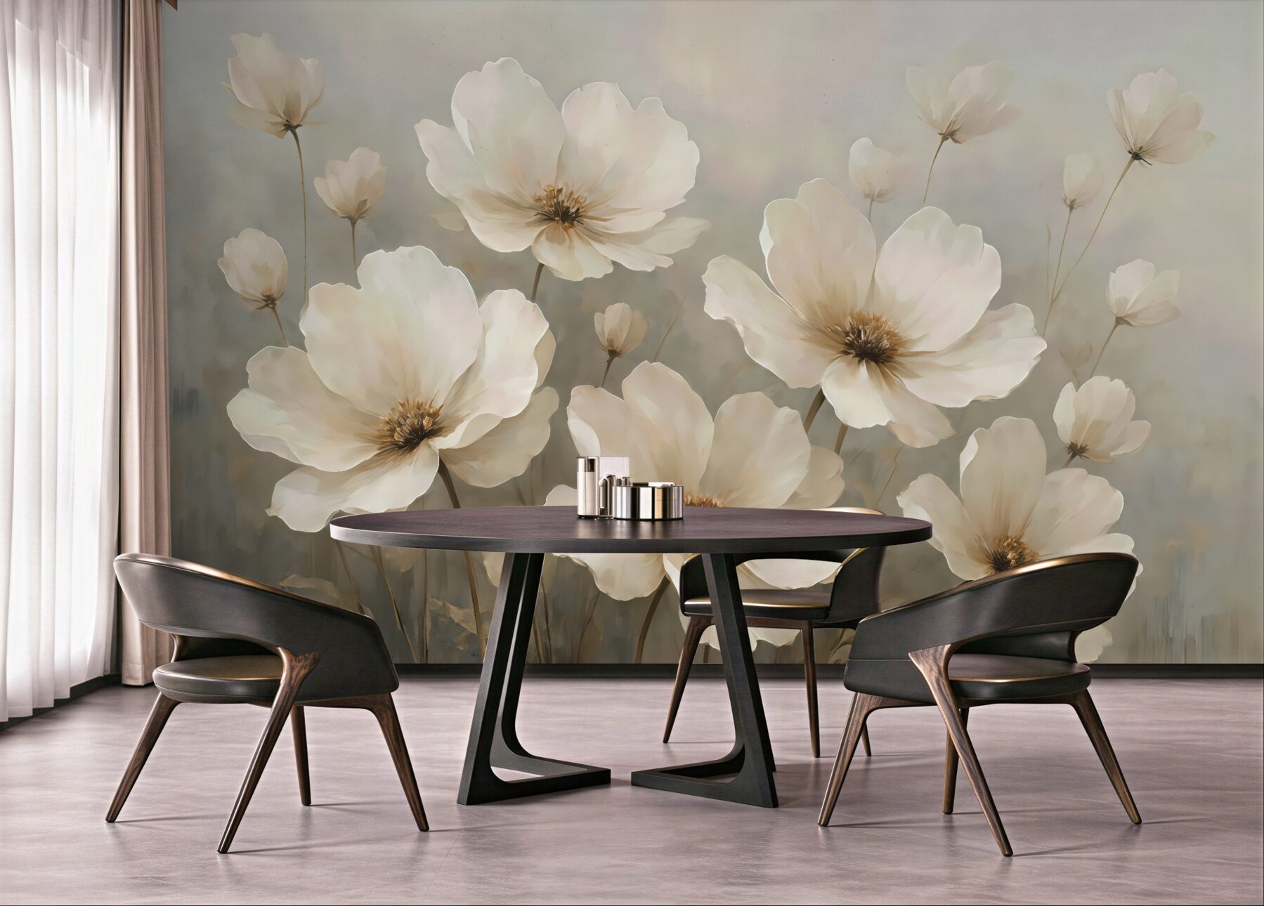 Fototapeta kremowe kwiaty w subtelnej elegancji