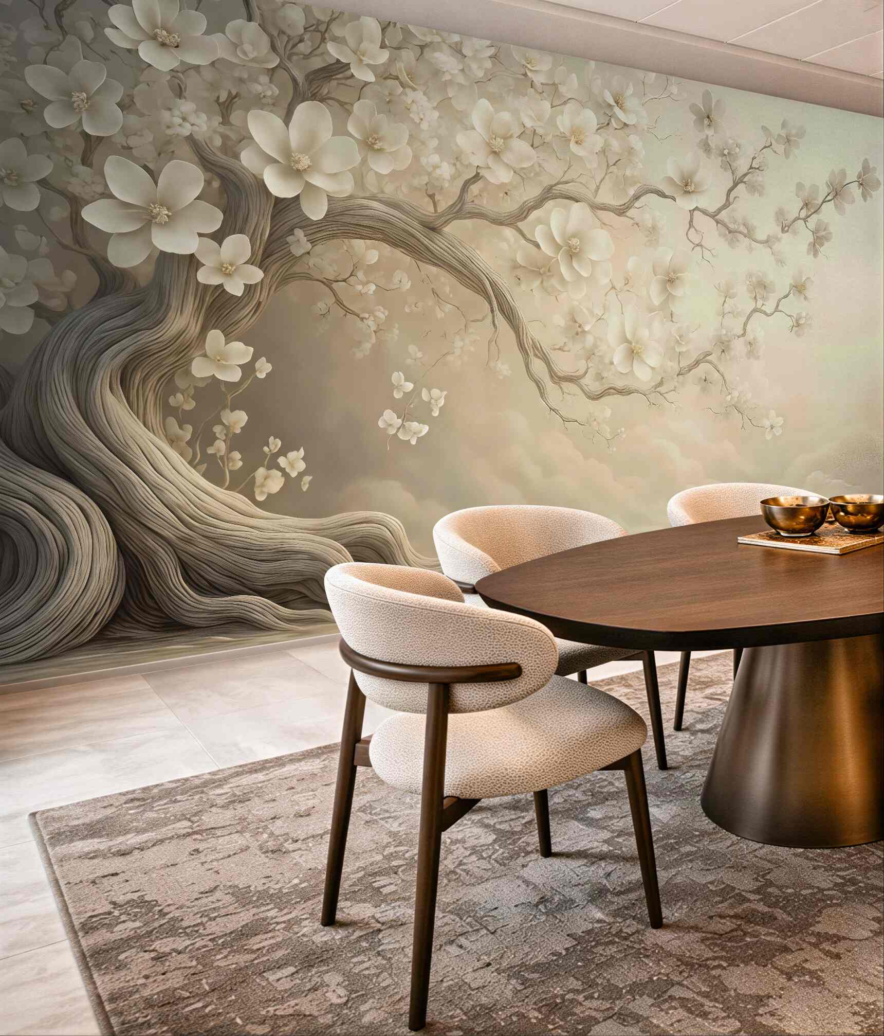 Fototapeta kremowe magnolie na baśniowym drzewie