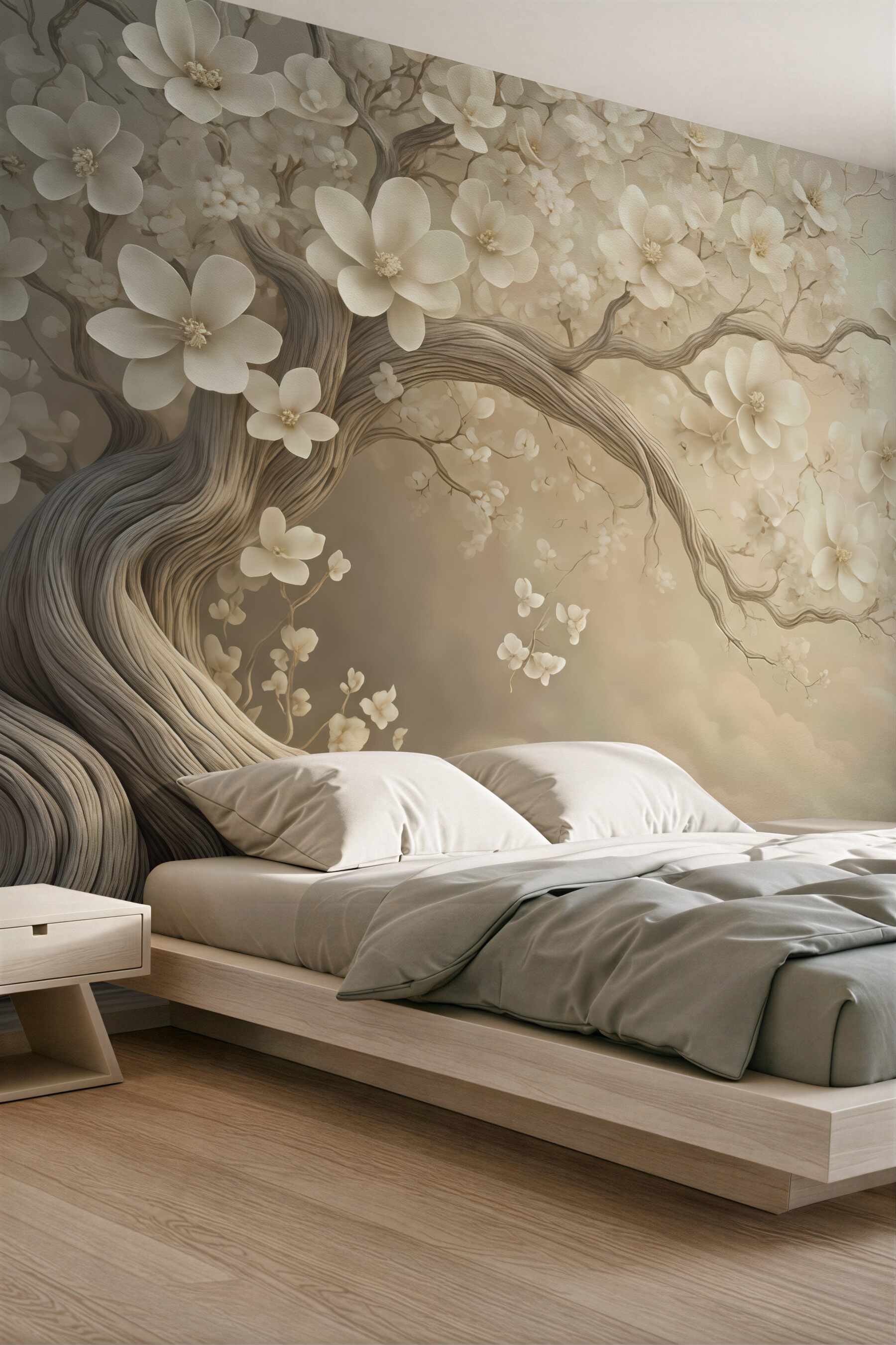 Fototapeta kremowe magnolie na baśniowym drzewie