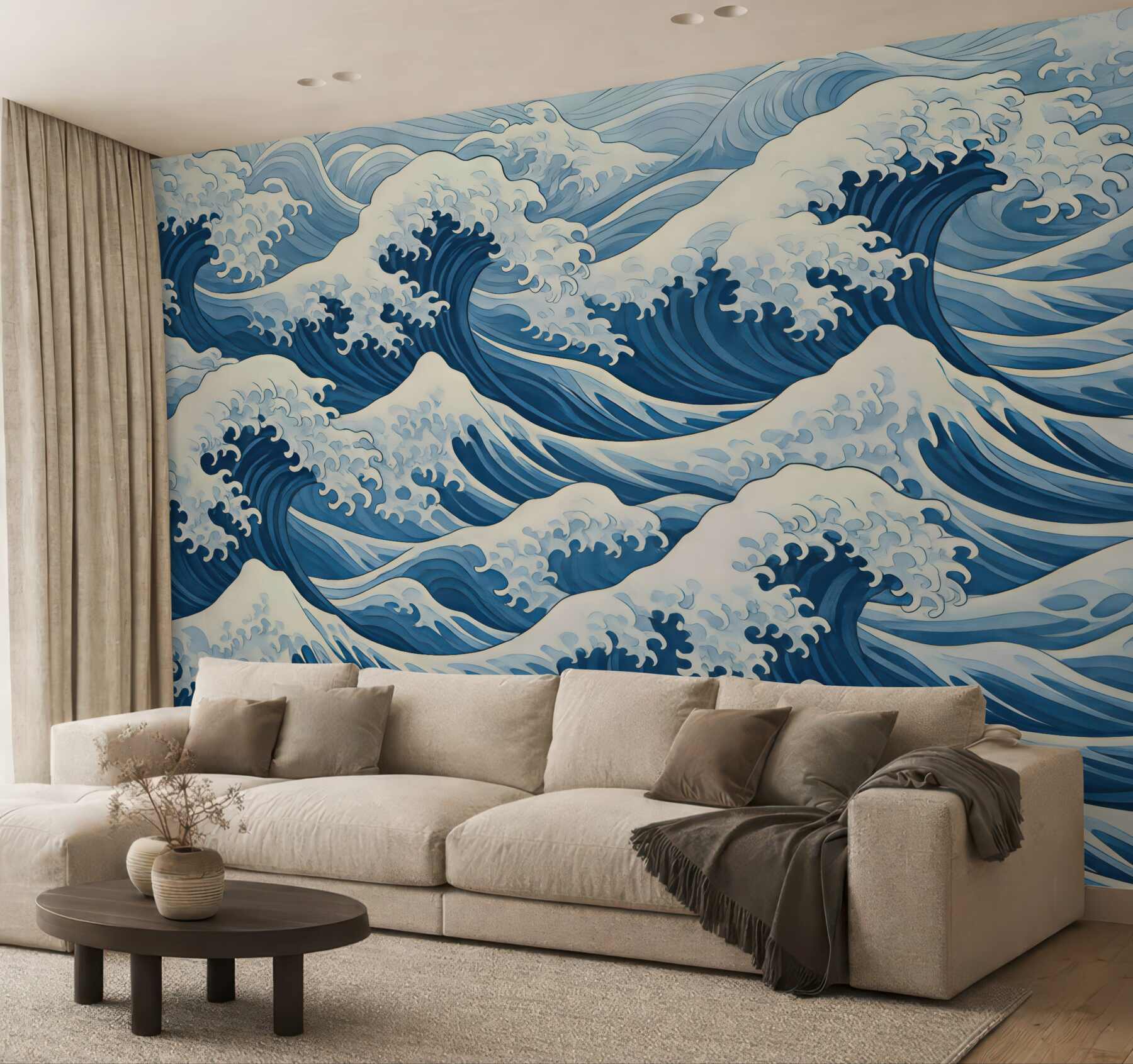 Fototapeta dynamiczne błękitne fale oceanu