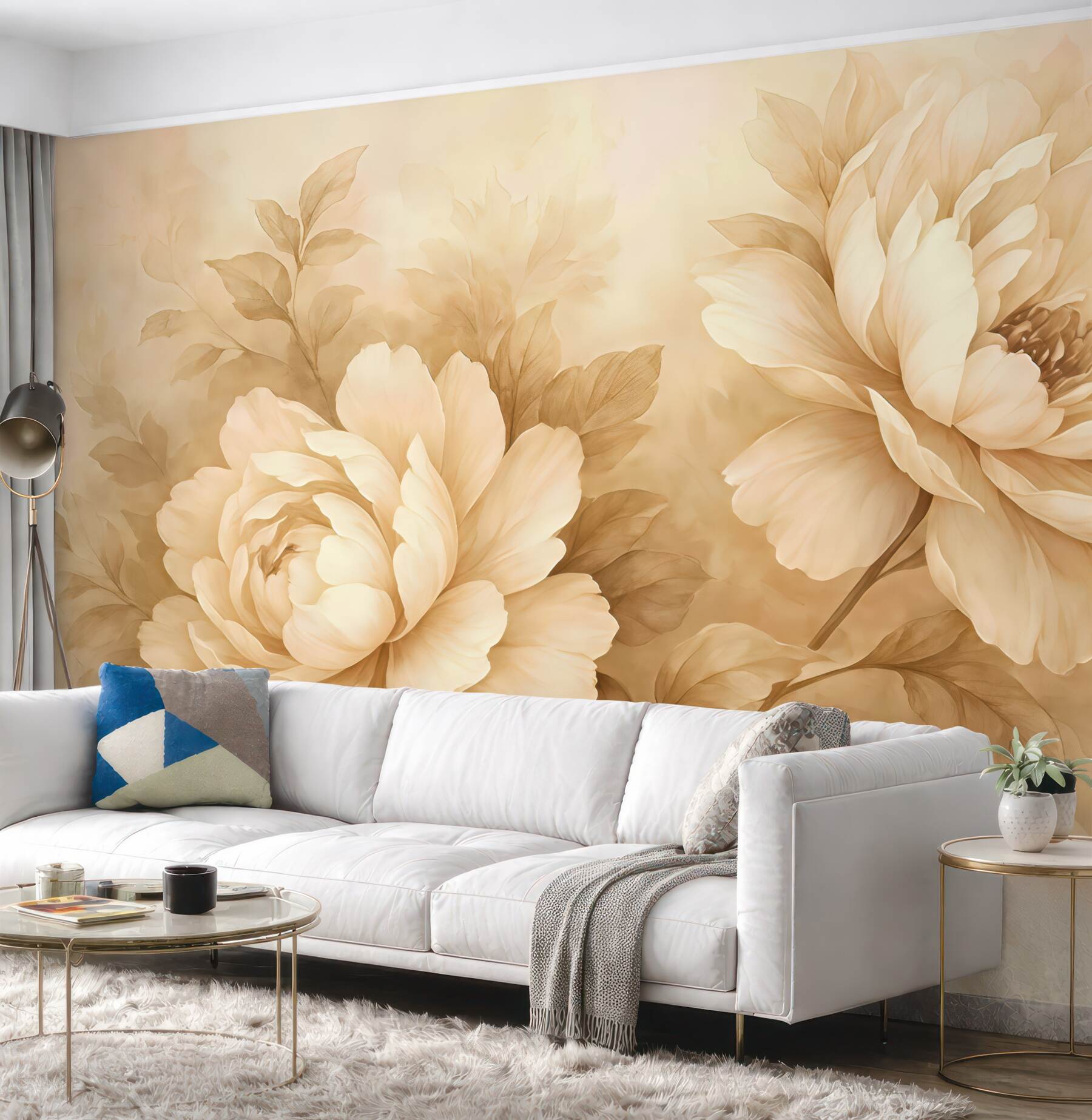 Fototapeta kremowe piwonie w eleganckim stylu